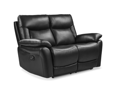 Masterton Manual Full Leather 2 Seater Recliner Sofa - Black