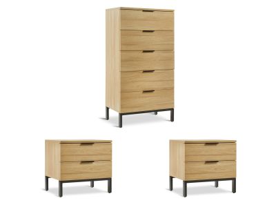 Ocala Bedroom Storage Package with Tallboy 5 Drawers - Oak