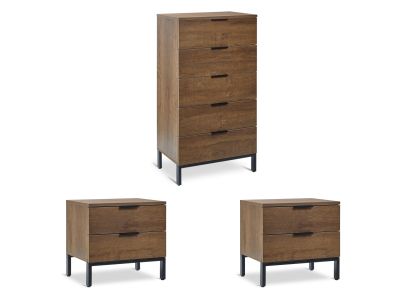 Ocala Bedroom Storage Package with Tallboy 5 Drawers - Walnut