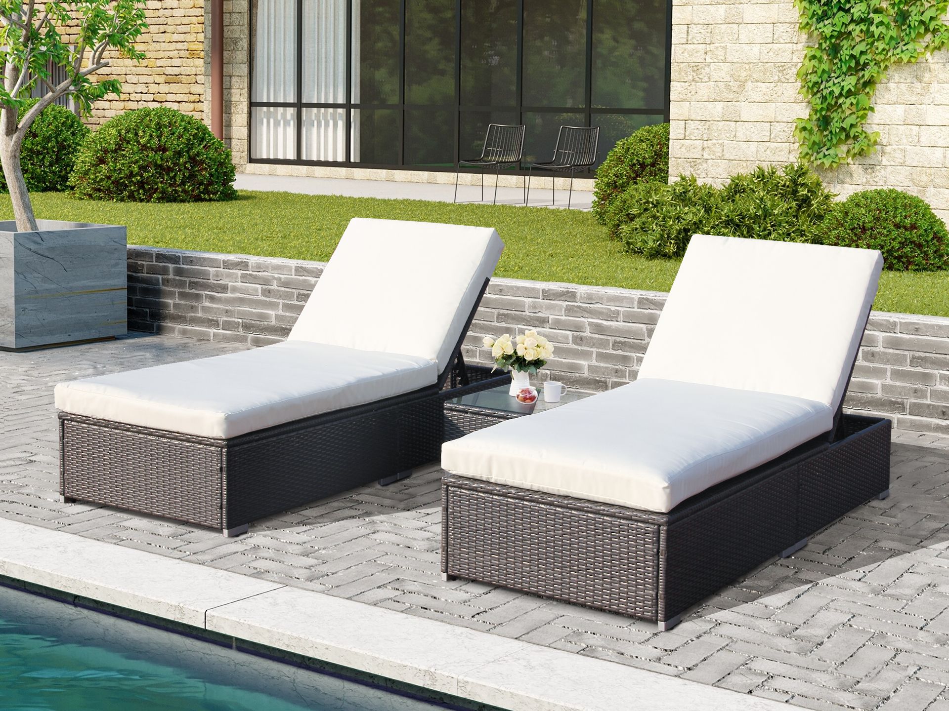TAHITI Rattan Outdoor Sun Lounger Set 3PCS