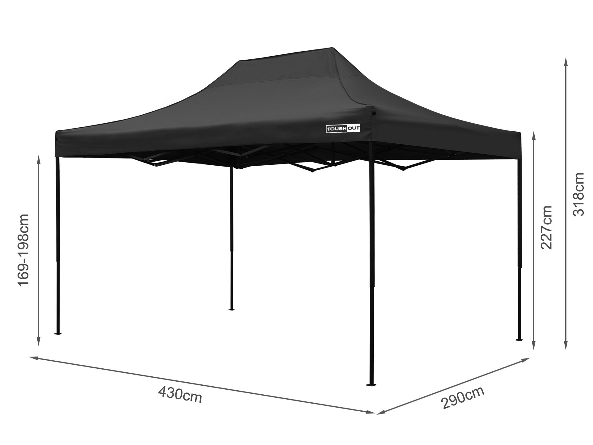 Toughout Breeze Gazebo 3 x 4.5m - Black