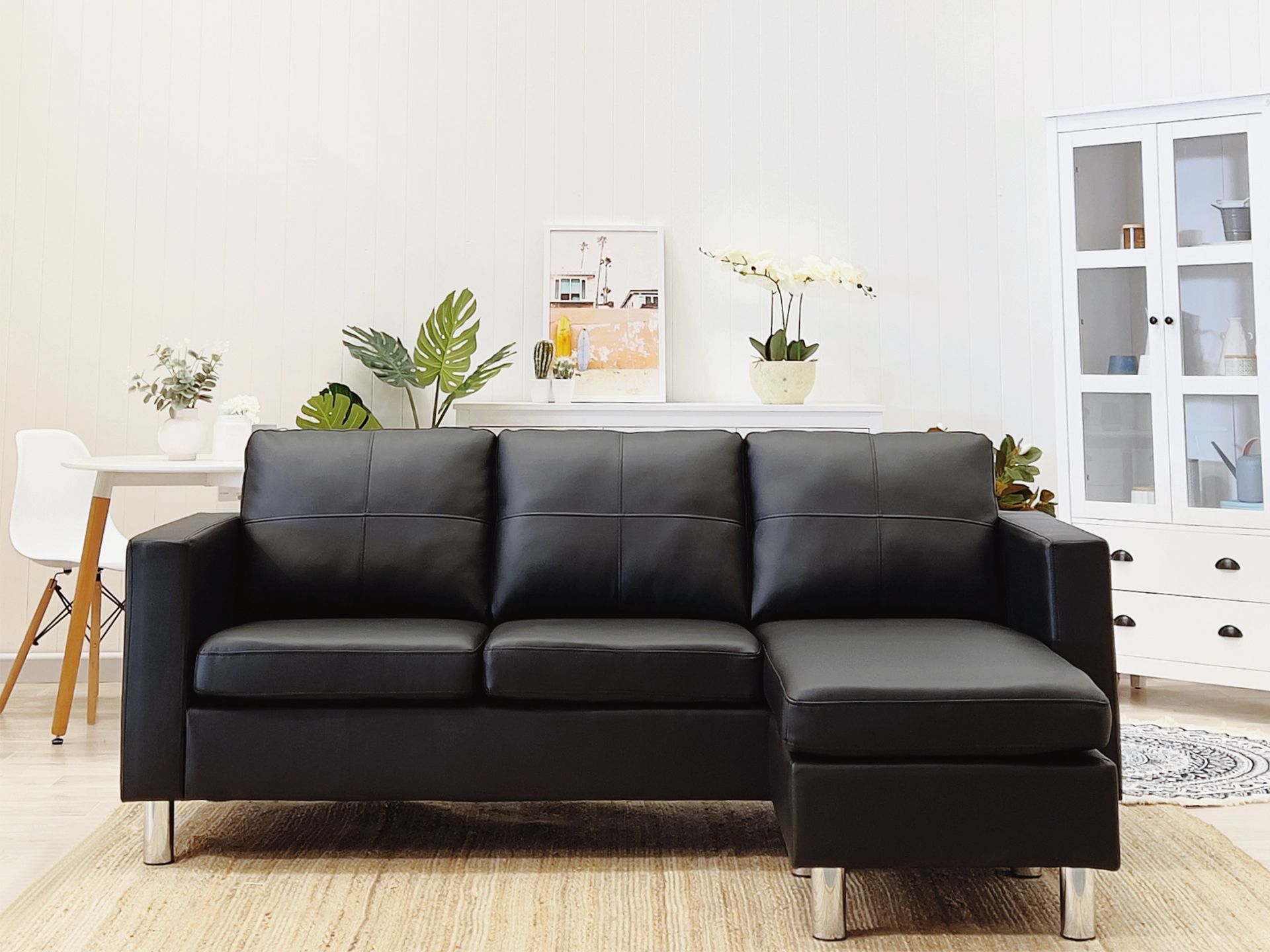3 Seater Pu Sofa Couch With Chaise