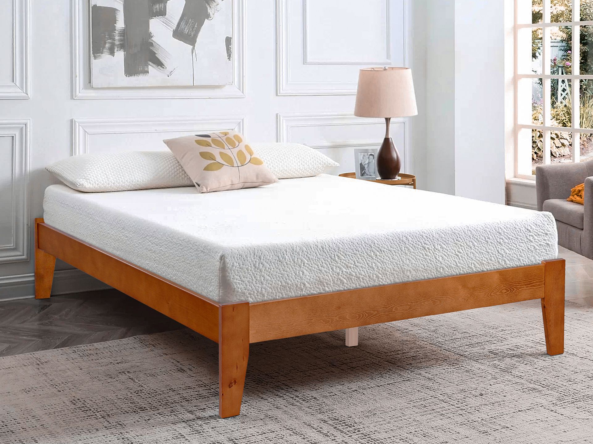 MERI Queen Wooden Bed OAK