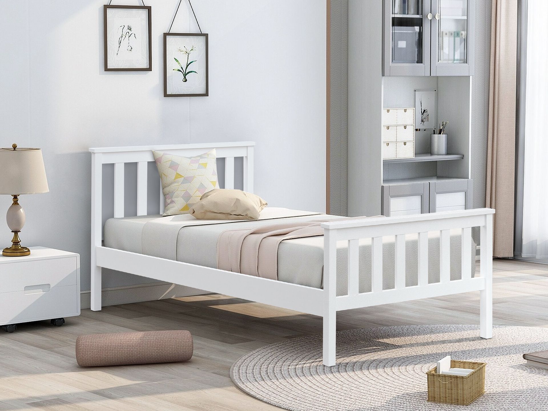 Andes white queen shop bed