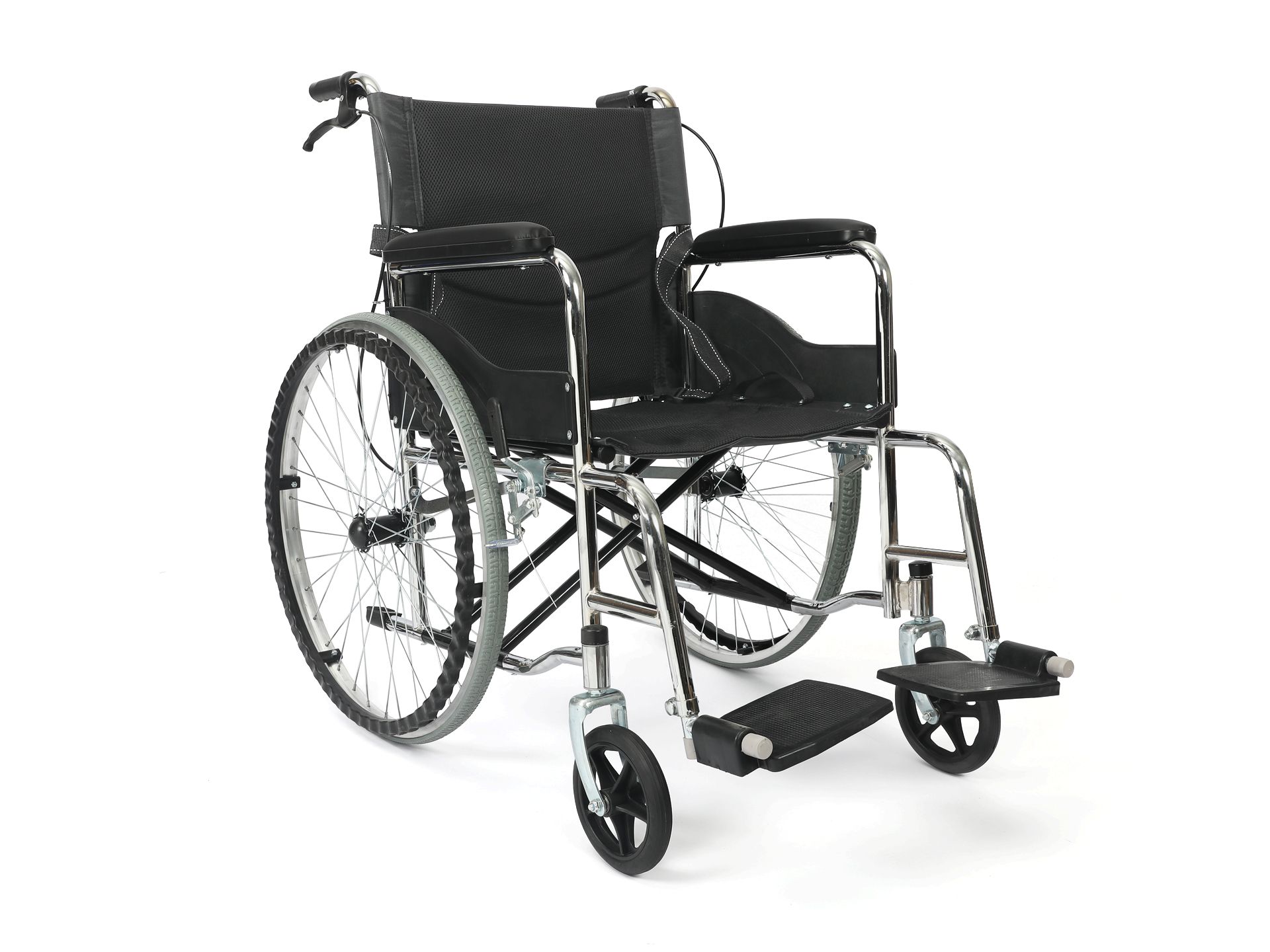 Self-Propelled Wheelchair with Locking Hand Brakes - Black