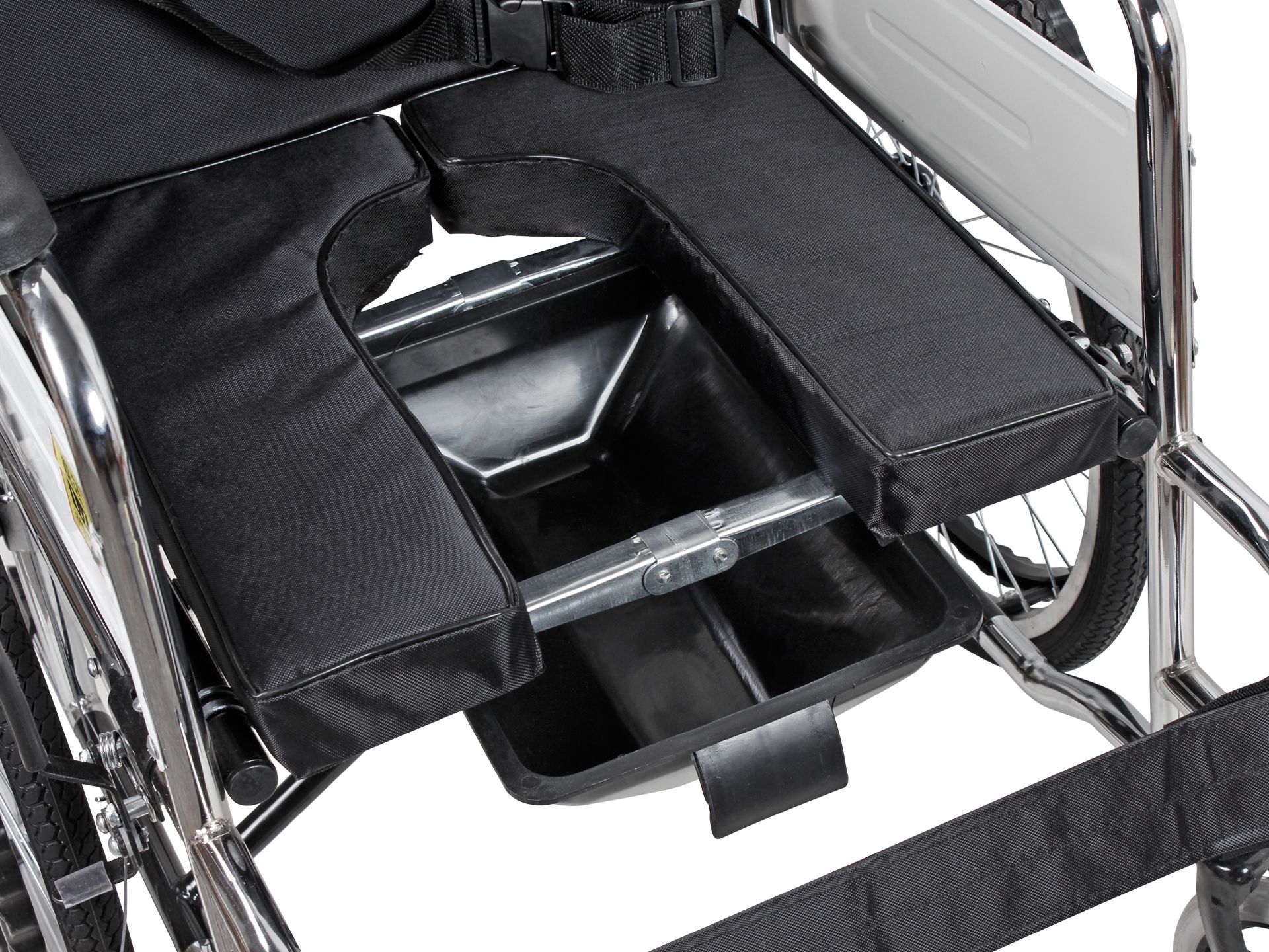 Self-Propelled Wheelchair with Toilet - Black