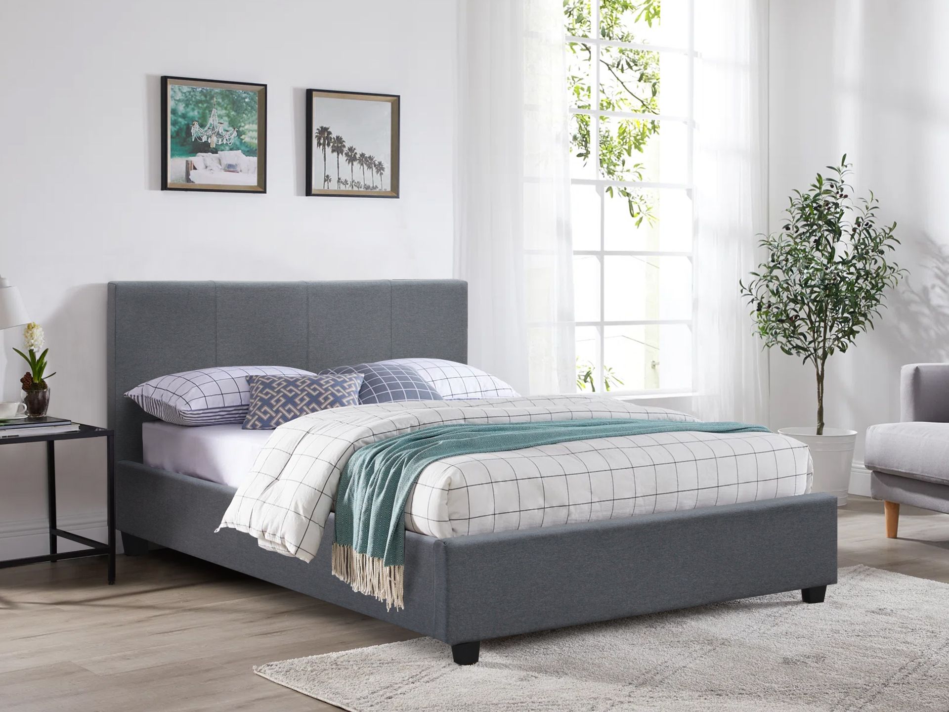 Bed frame queen shop grey