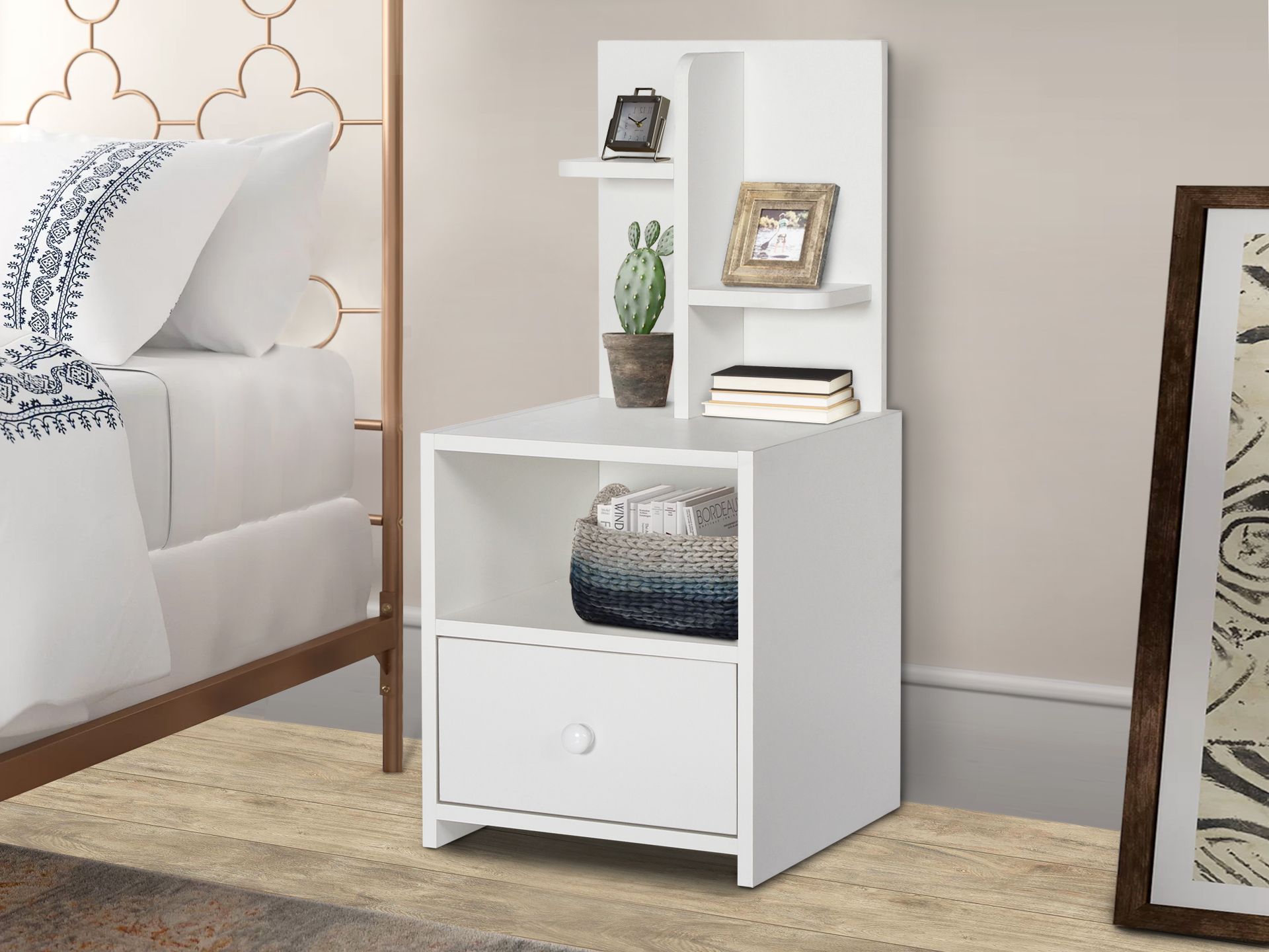 Bedside table with shelf hot sale
