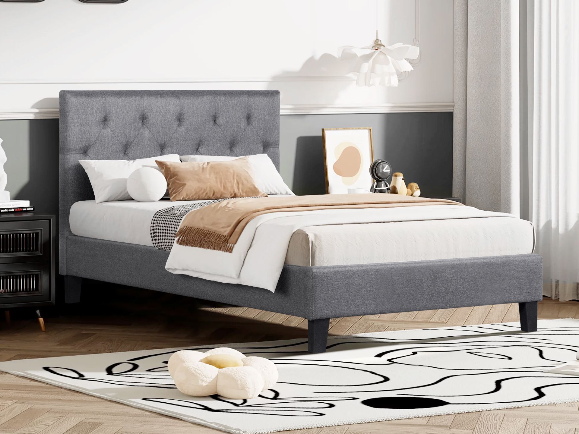 Dark grey online single bed