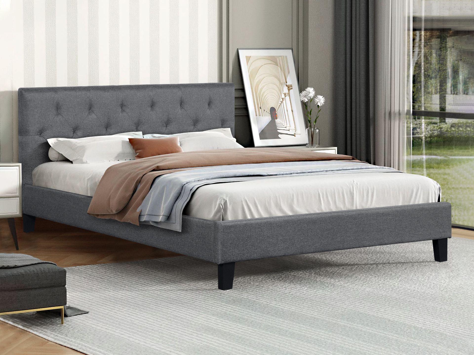 Dark grey single bed sale