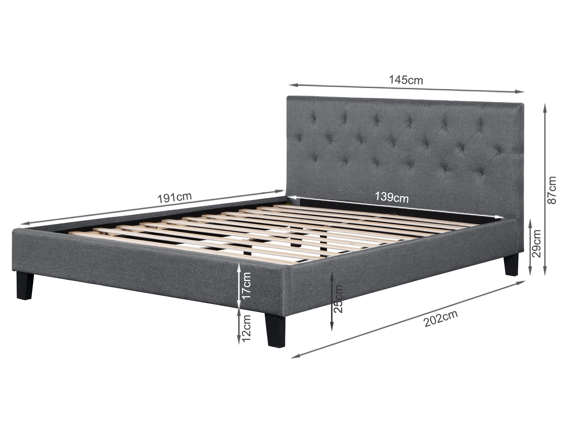 Double bed cheap frame dimensions