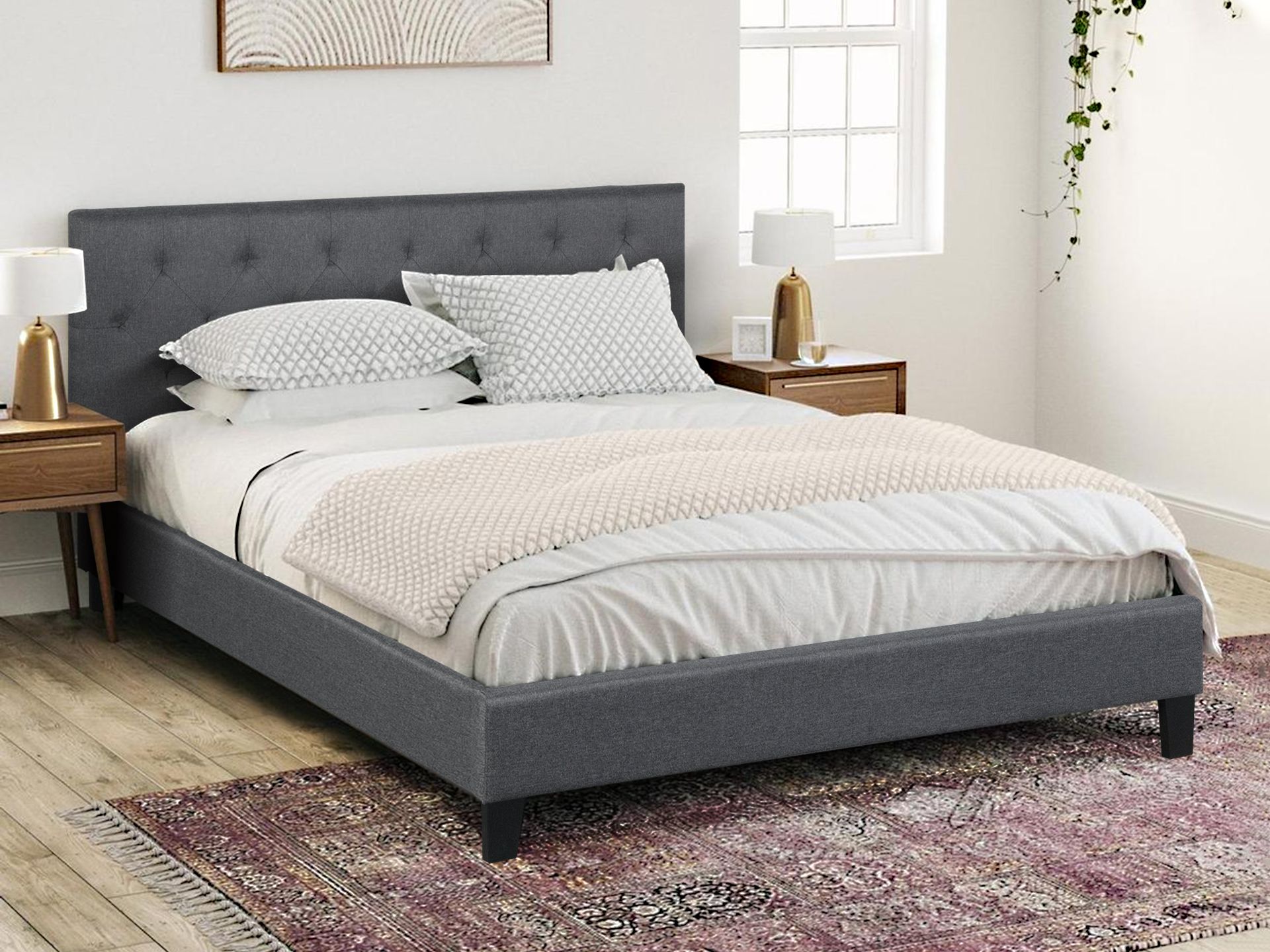 Dark grey queen sales bed