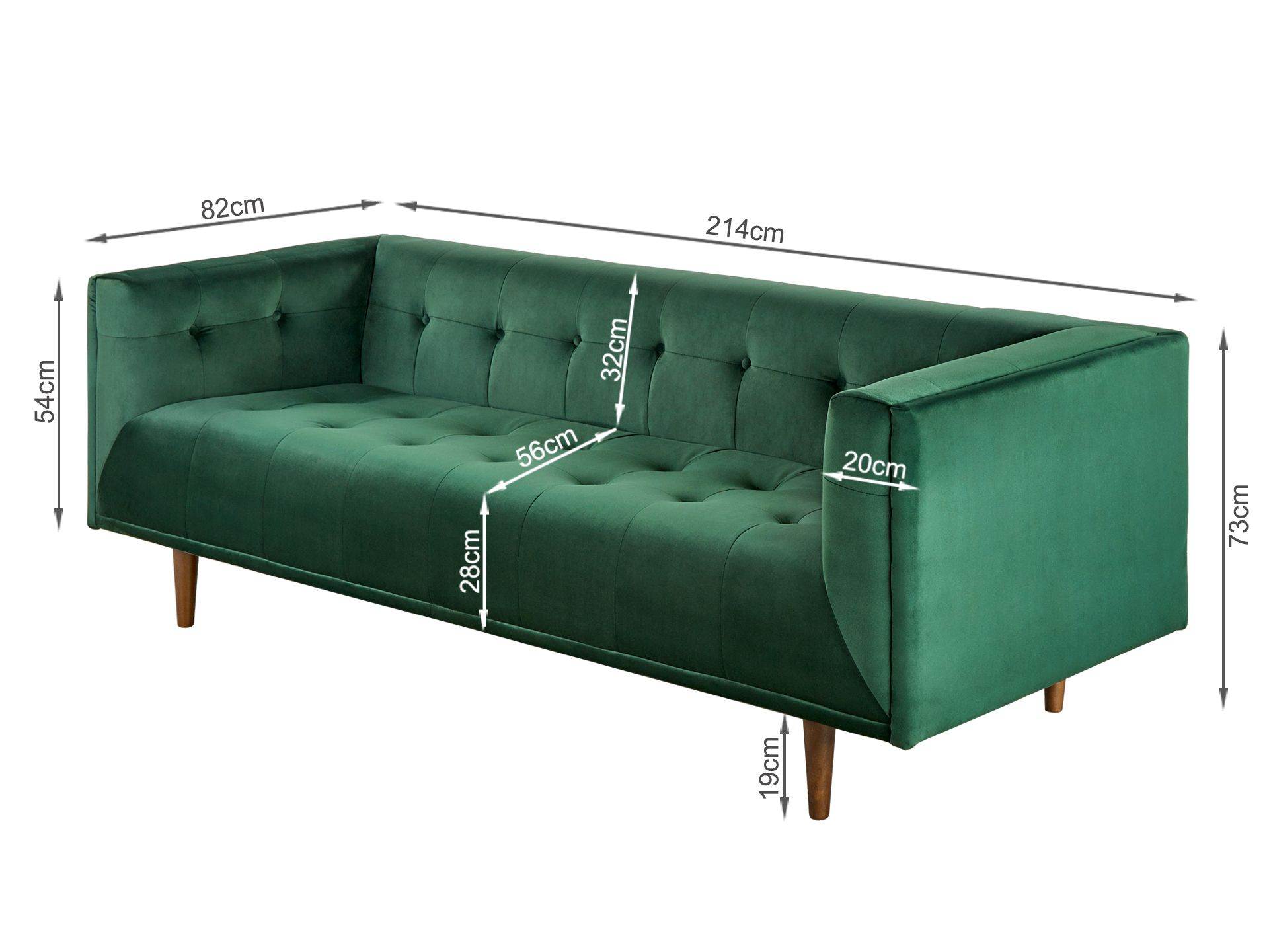 Manarola 3 Seater Sofa - Green