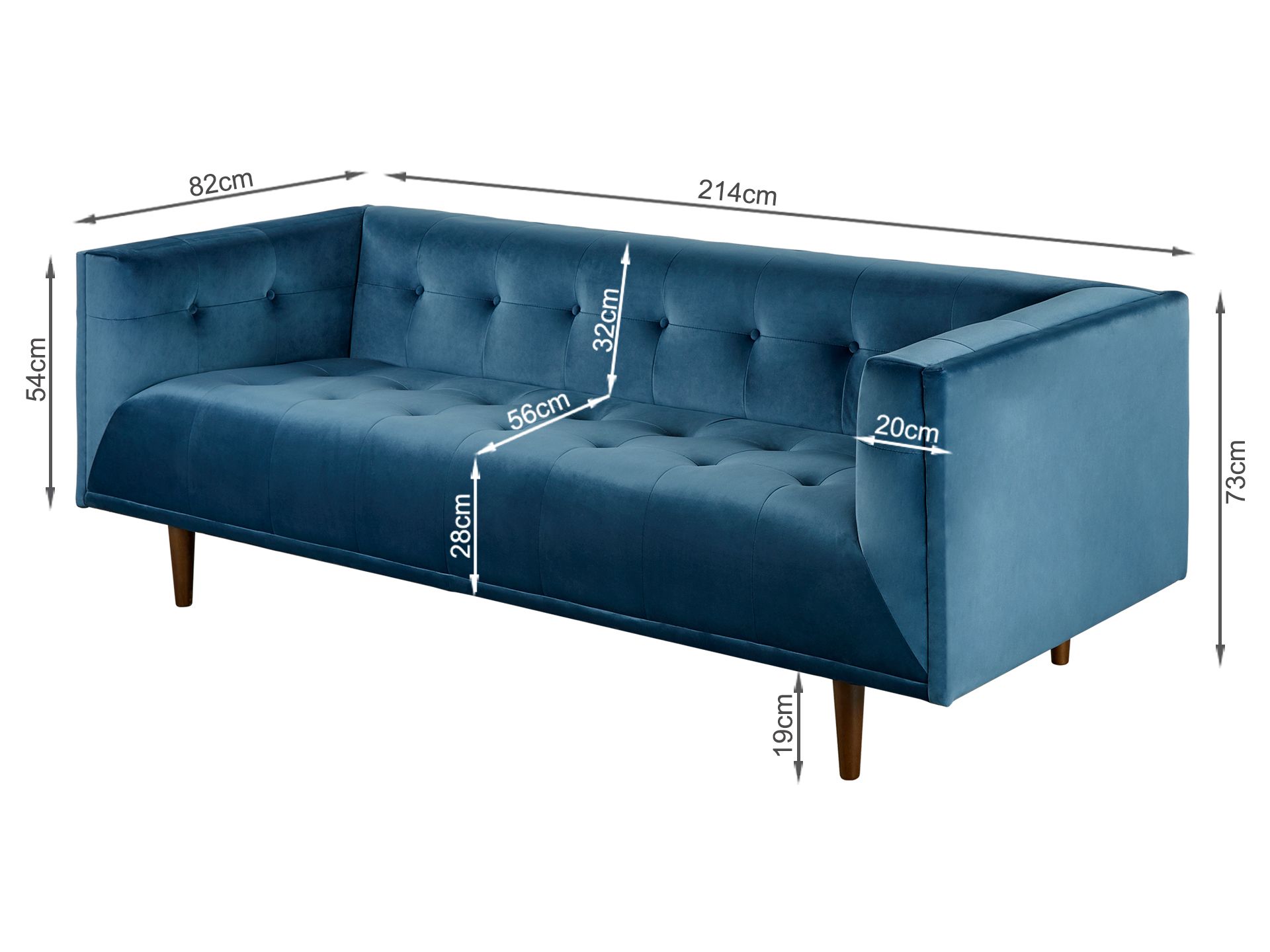 Manarola 3 Seater Sofa - Blue
