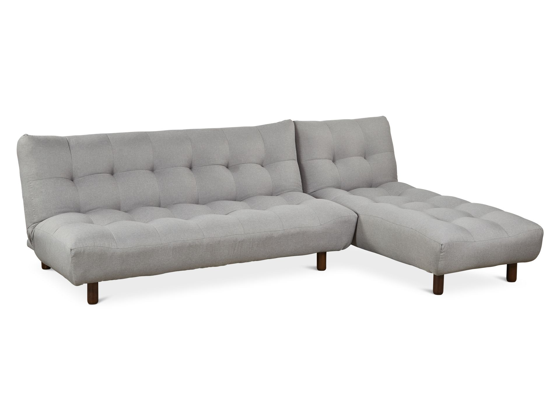Helena 3 Seater Fabric Sofa Bed Futon with Chaise - Light Grey