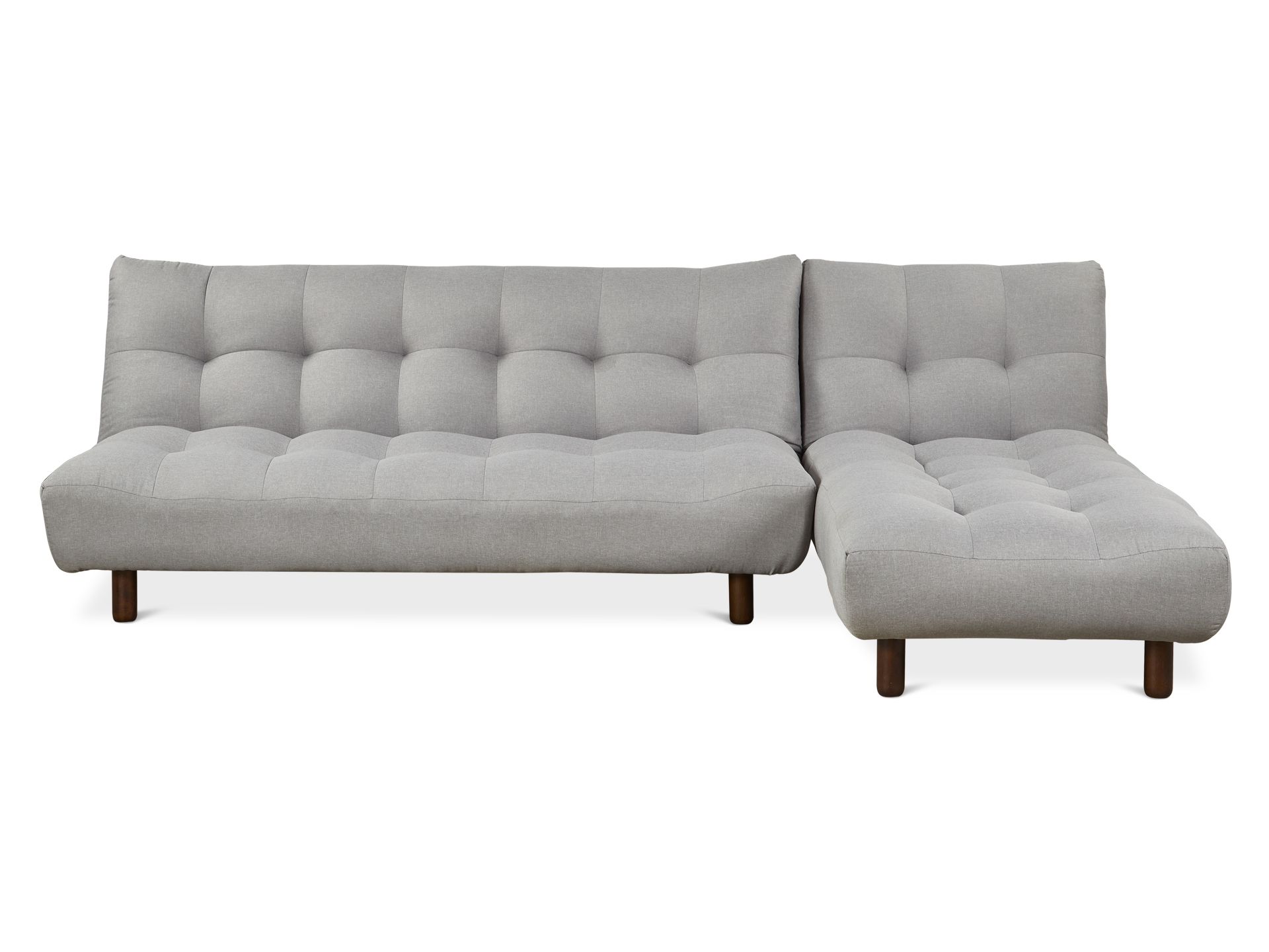 Helena 3 Seater Fabric Sofa Bed Futon with Chaise - Light Grey