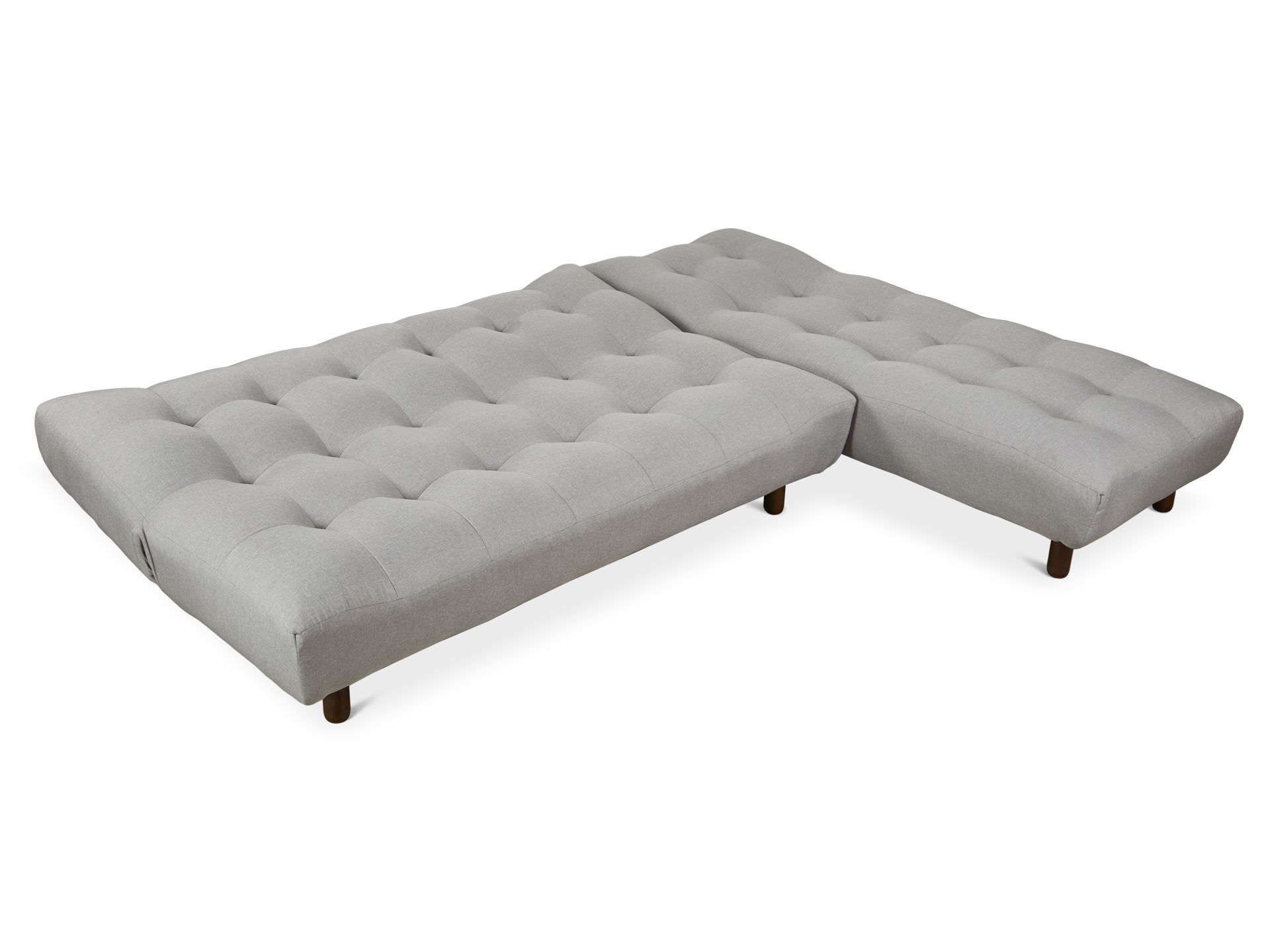 Helena 3 Seater Fabric Sofa Bed Futon with Chaise - Light Grey