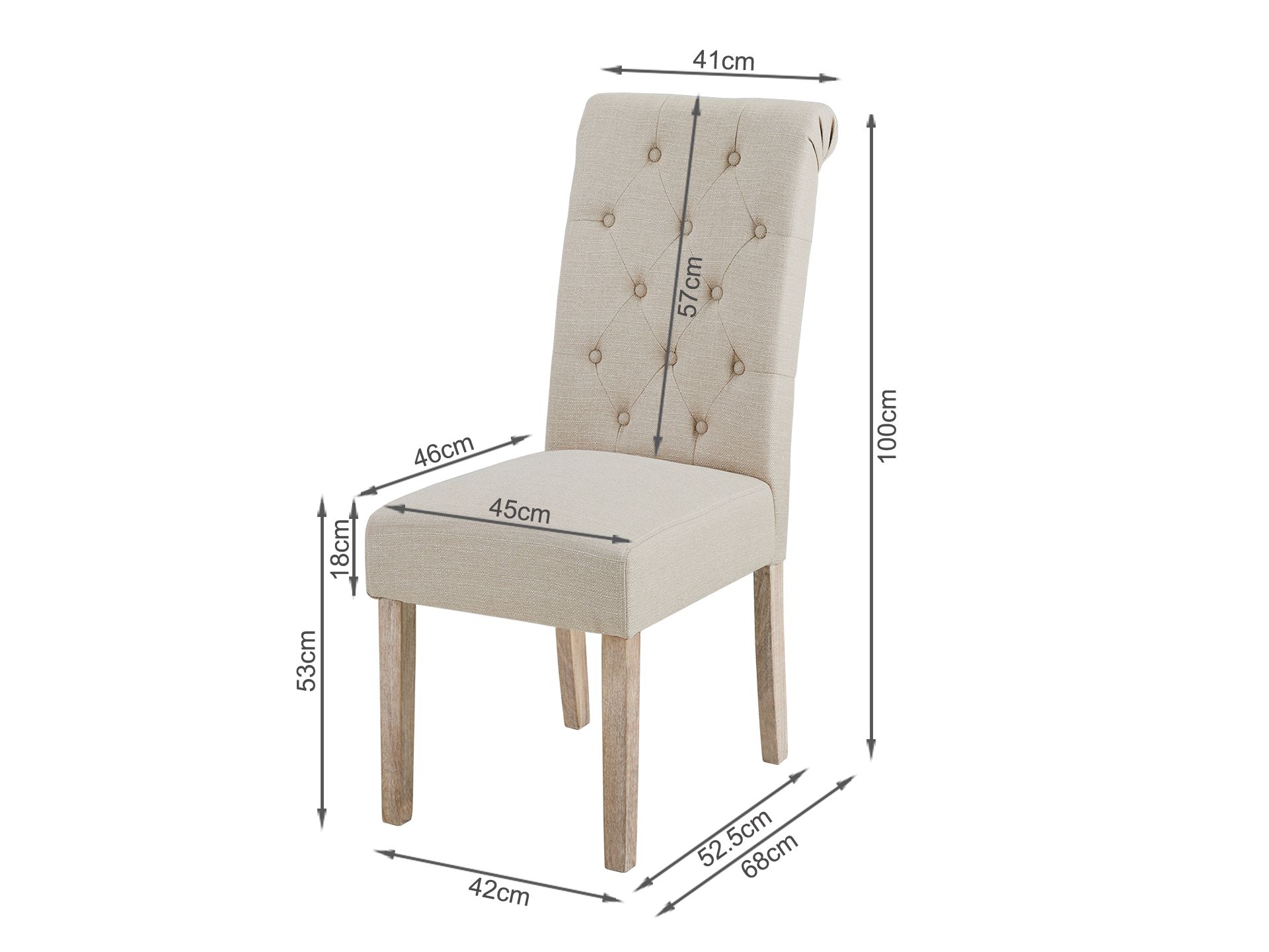 Zoey Upholstered Dining Chair - Set of 2 - Beige