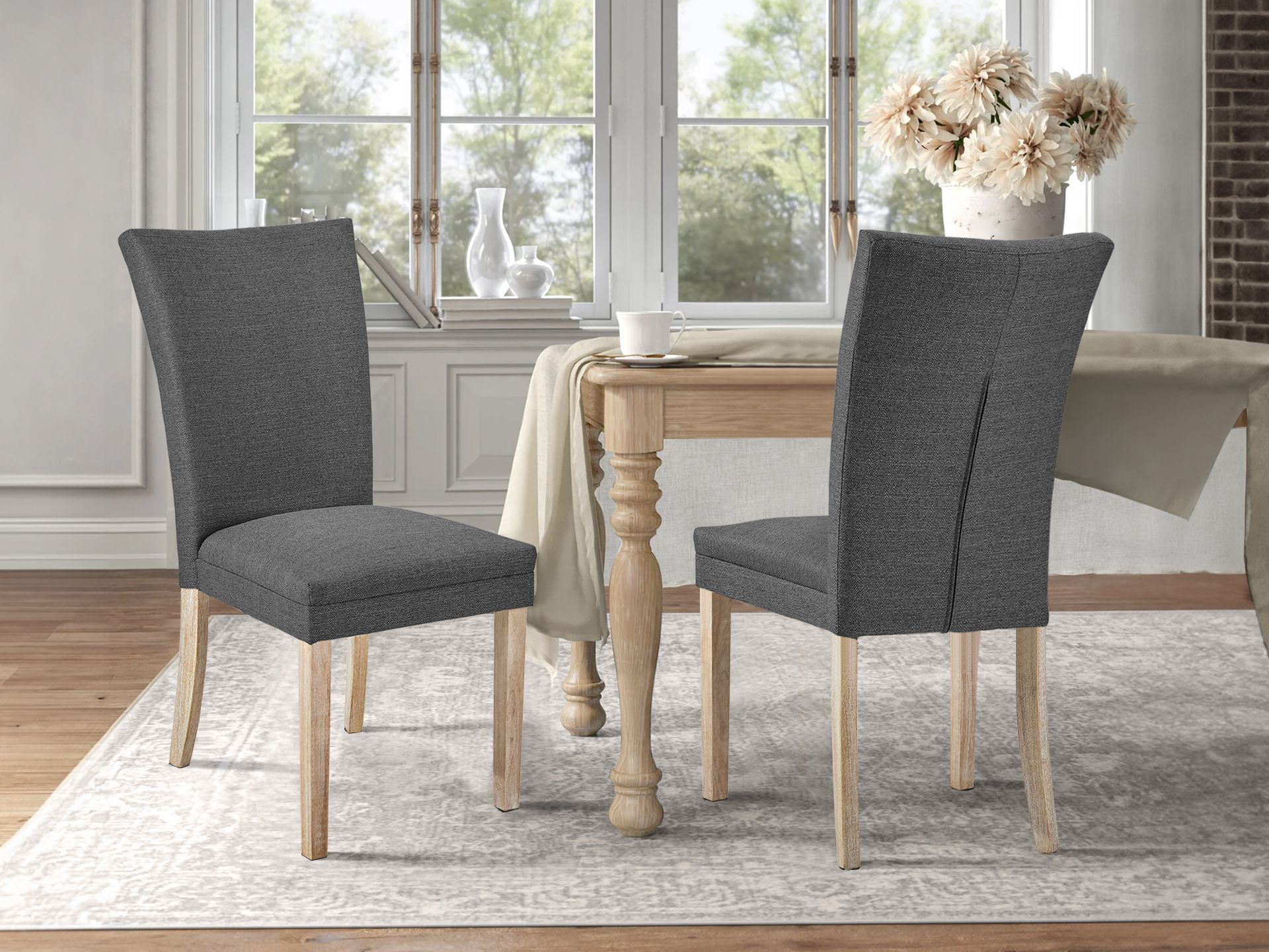 Grace Upholstered Dining Chair - Set of 2 - Dark Grey