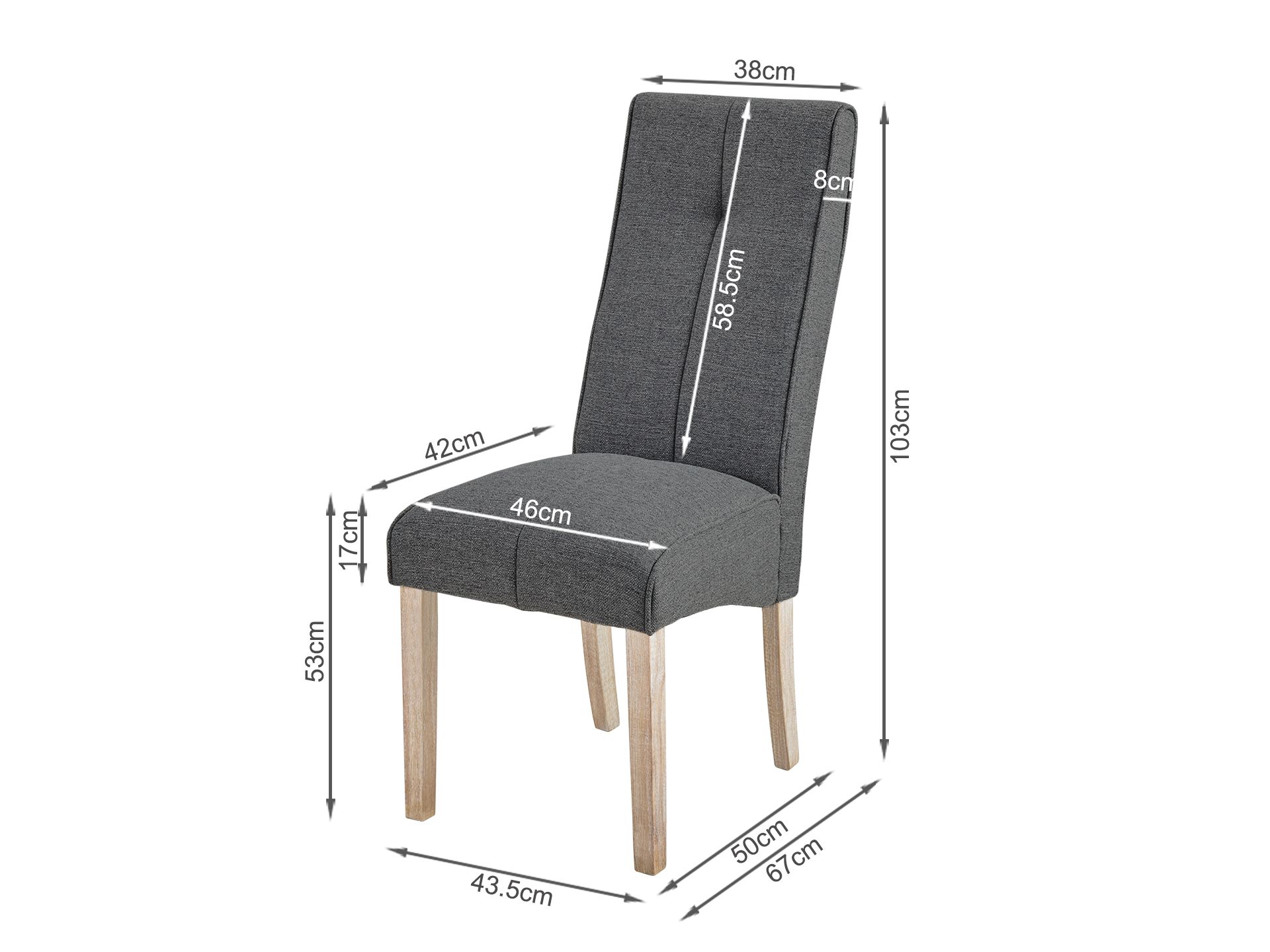 Gianna Upholstered Dining Chair - Set of 2 - Dark Grey