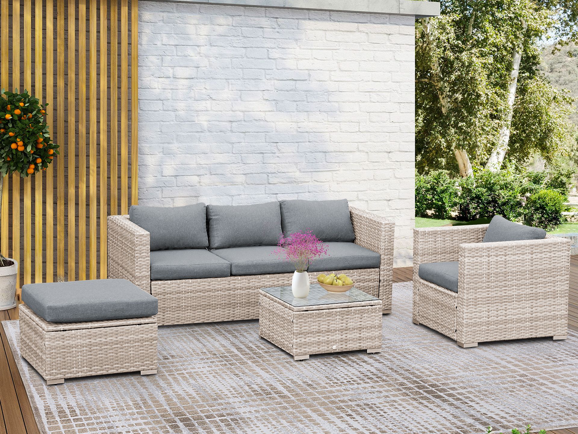 Beige shop rattan sofa