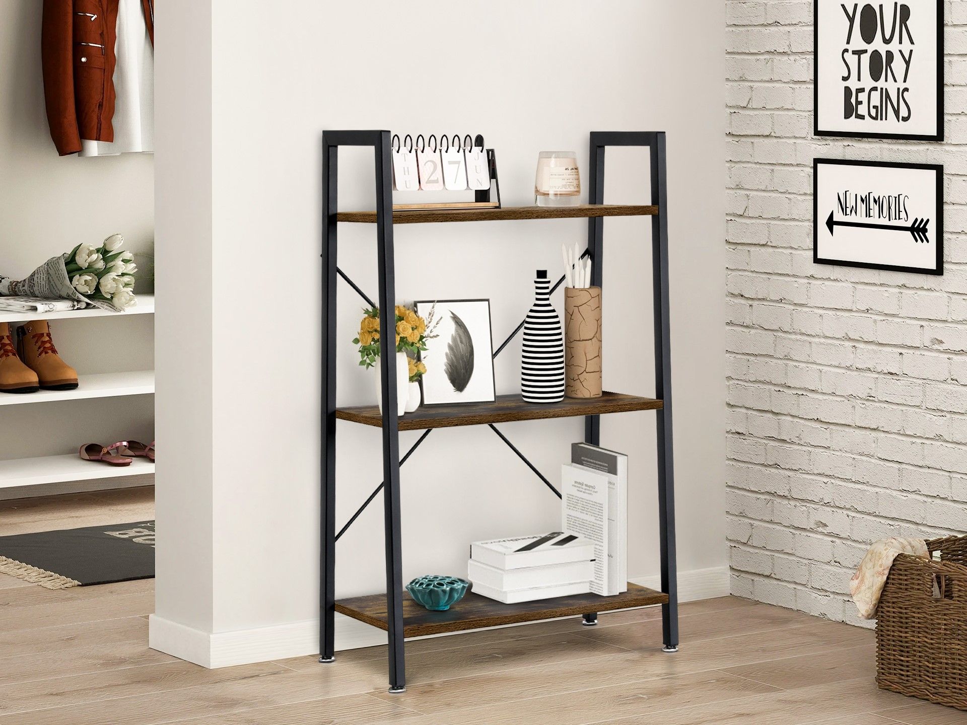 ROAN 3 Tier Ladder Shelf BLACK