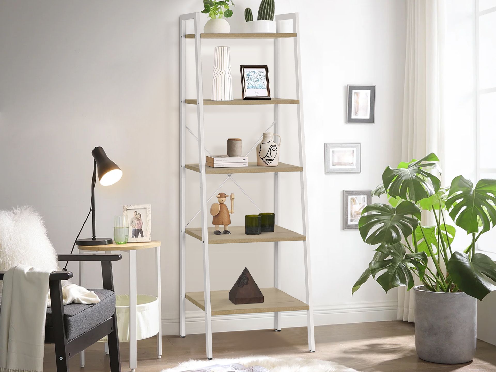 ROAN 5 Tier Ladder Shelf WHITE
