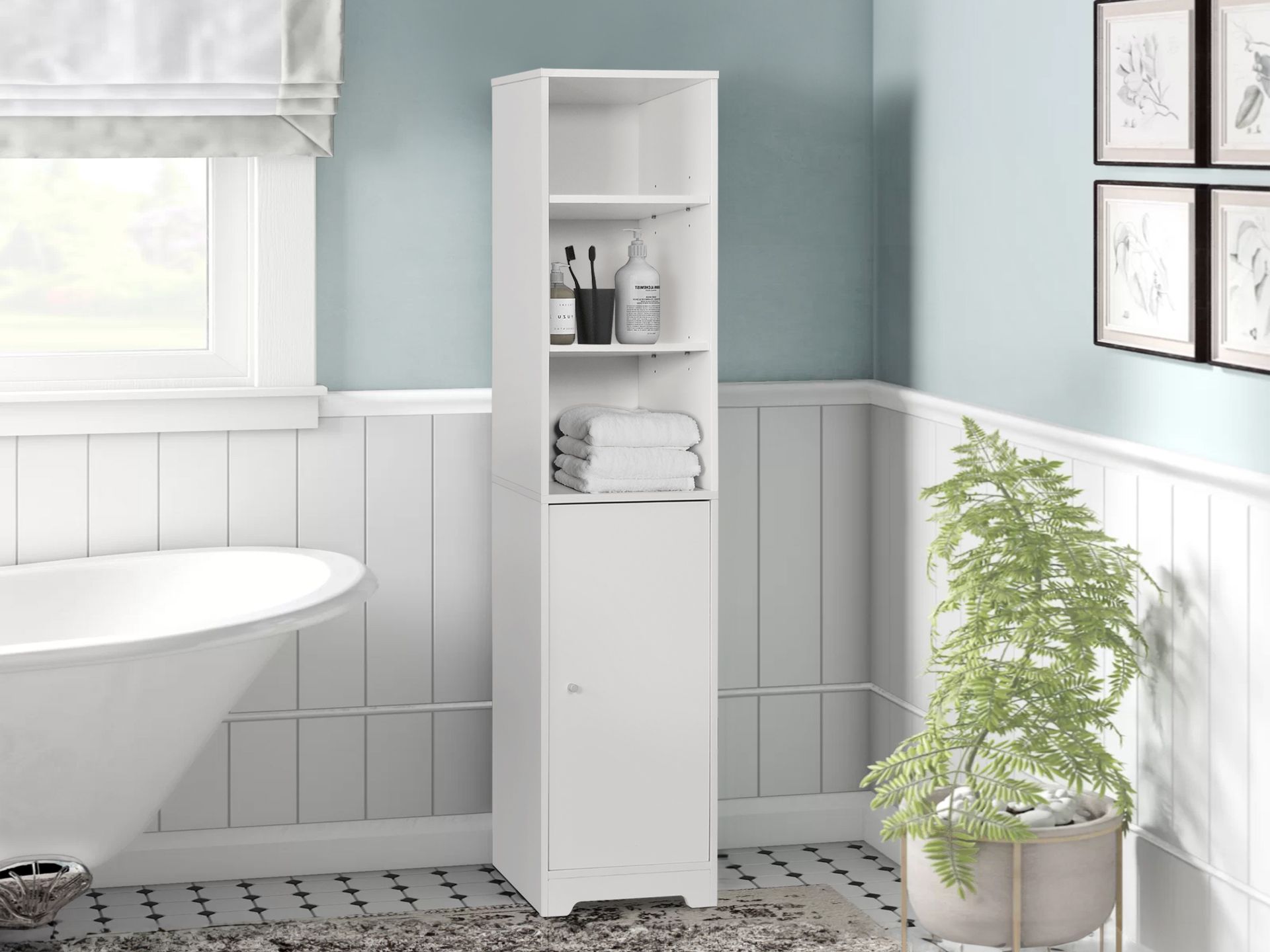 White bathroom sales cabinet storage