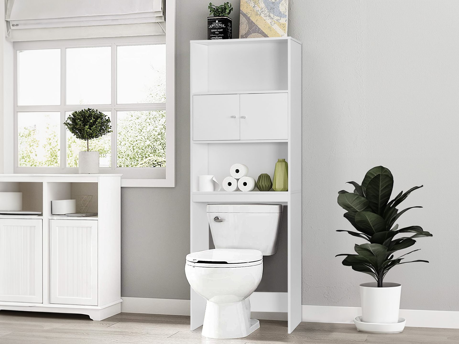 Bathroom over shop the toilet storage
