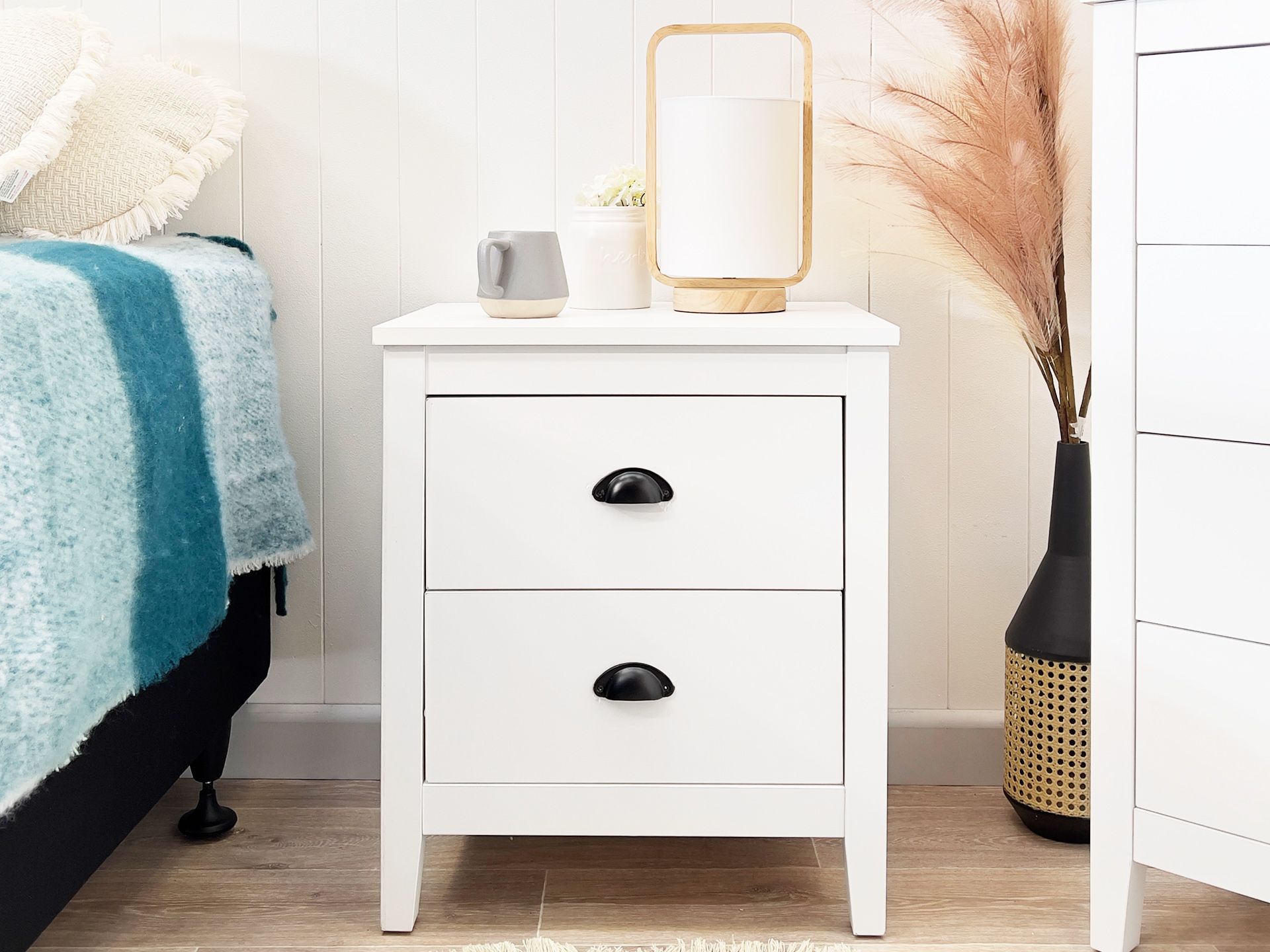 CONGO Bedside Table with 2 Drawers WHITE
