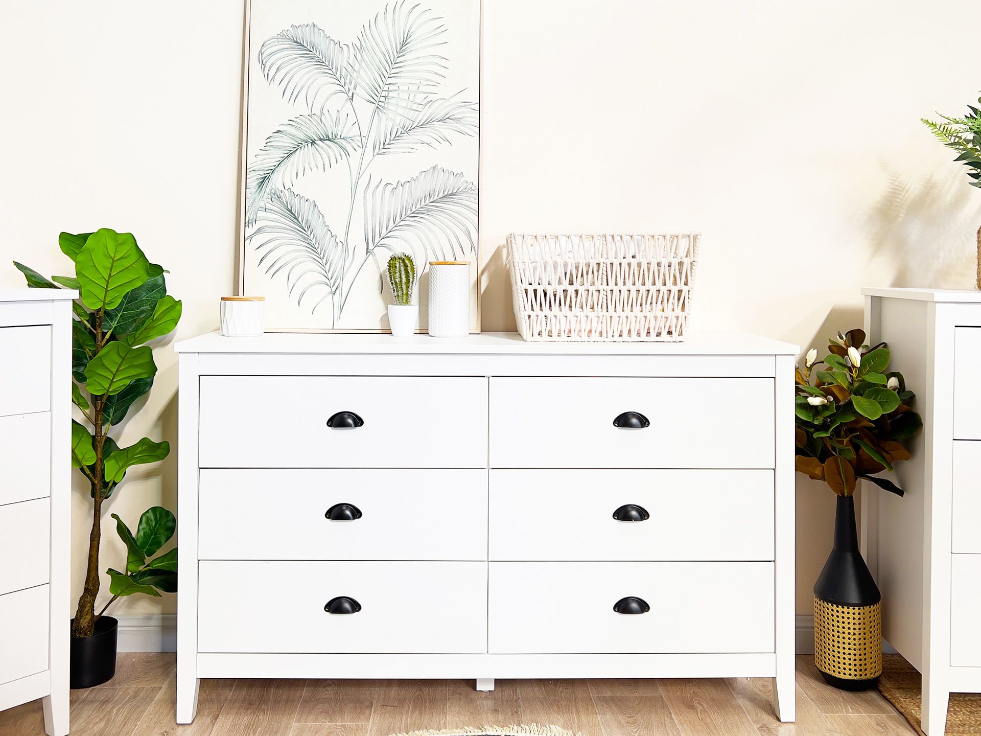 CONGO Wooden Low Boy 6 Drawers WHITE
