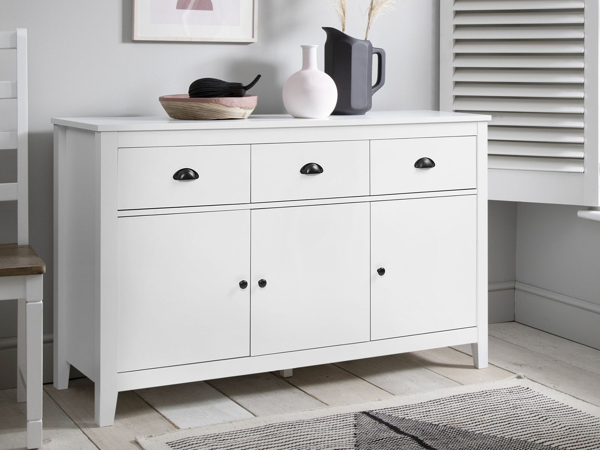 Side buffet store table white