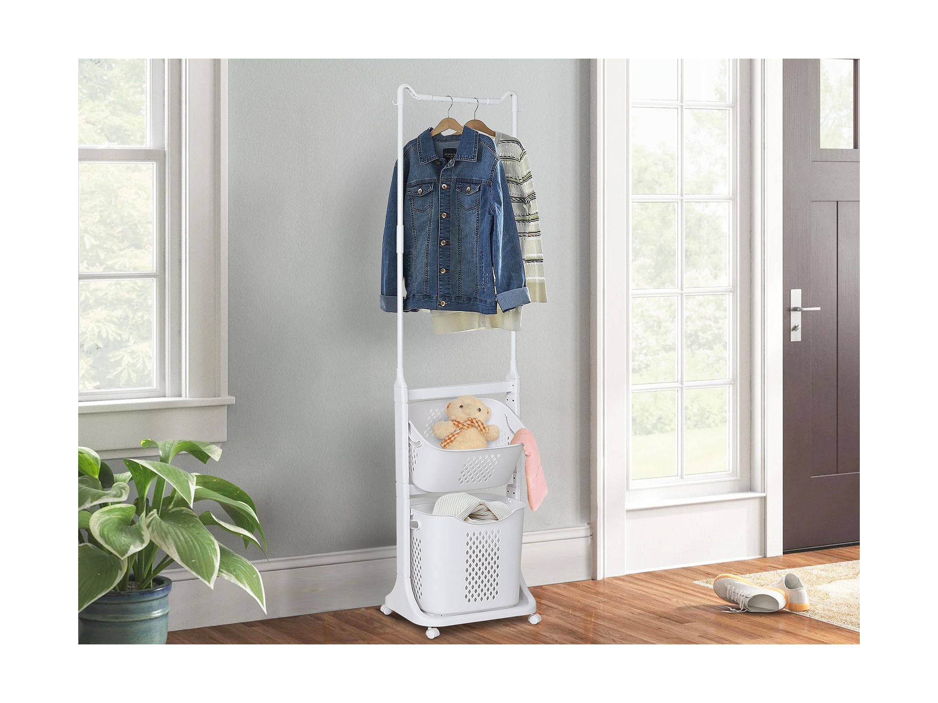 Clothes rack with laundry basket clearance