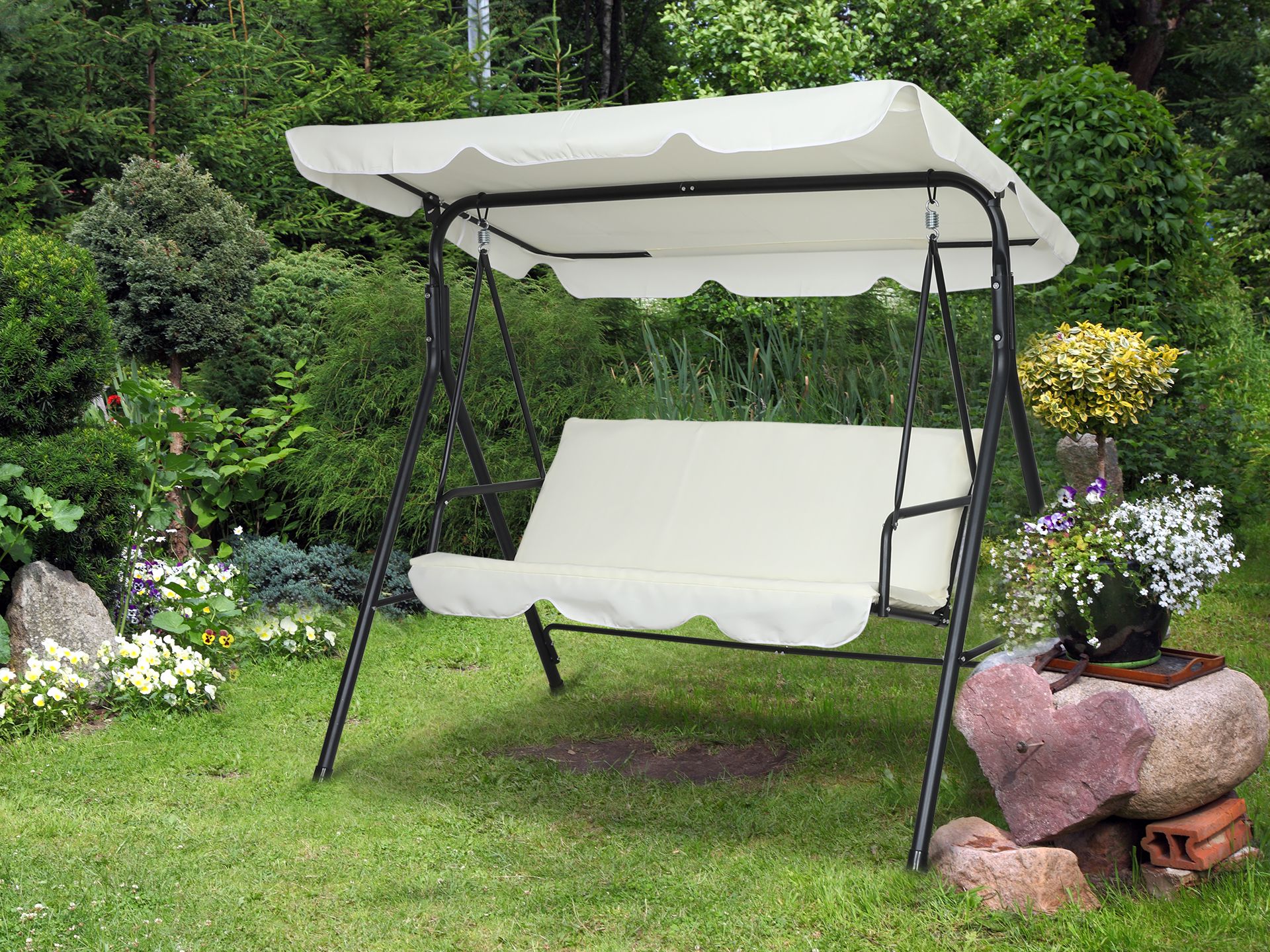 Outdoor Patio Garden 3 Seater Swing Seat Chair WHITE