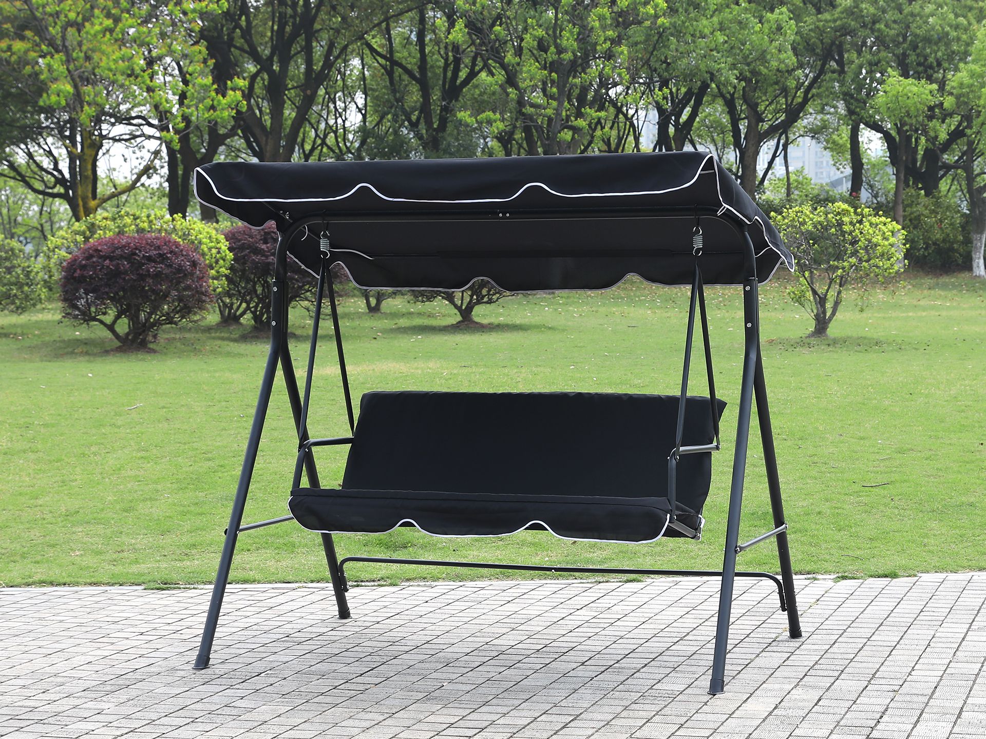 Outdoor Patio Garden 3 Seater Swing Seat Chair - Black