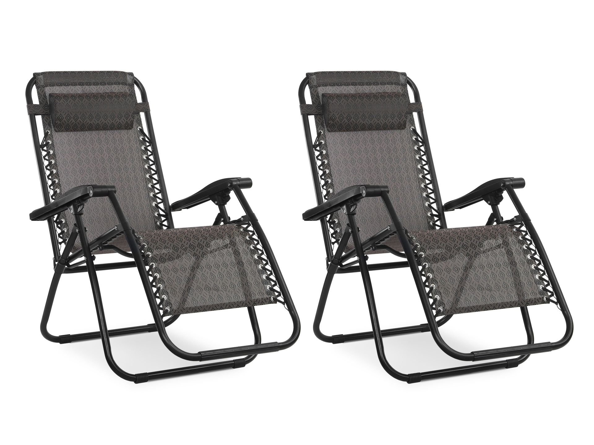 Outdoor Camping Chair Sun Lounger - Set of 2 - Brown