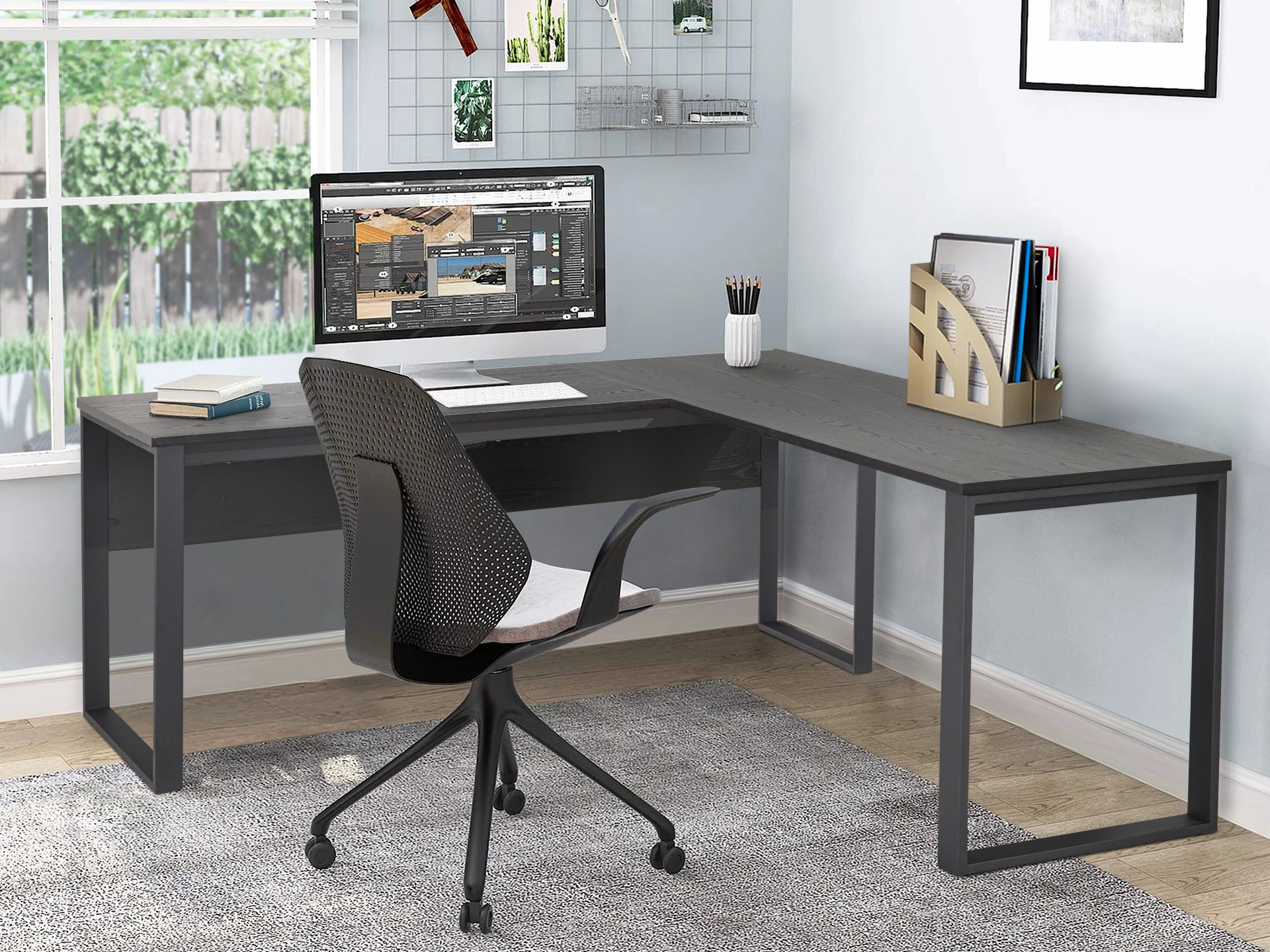 NAKIA Computer Corner Desk - BLACK