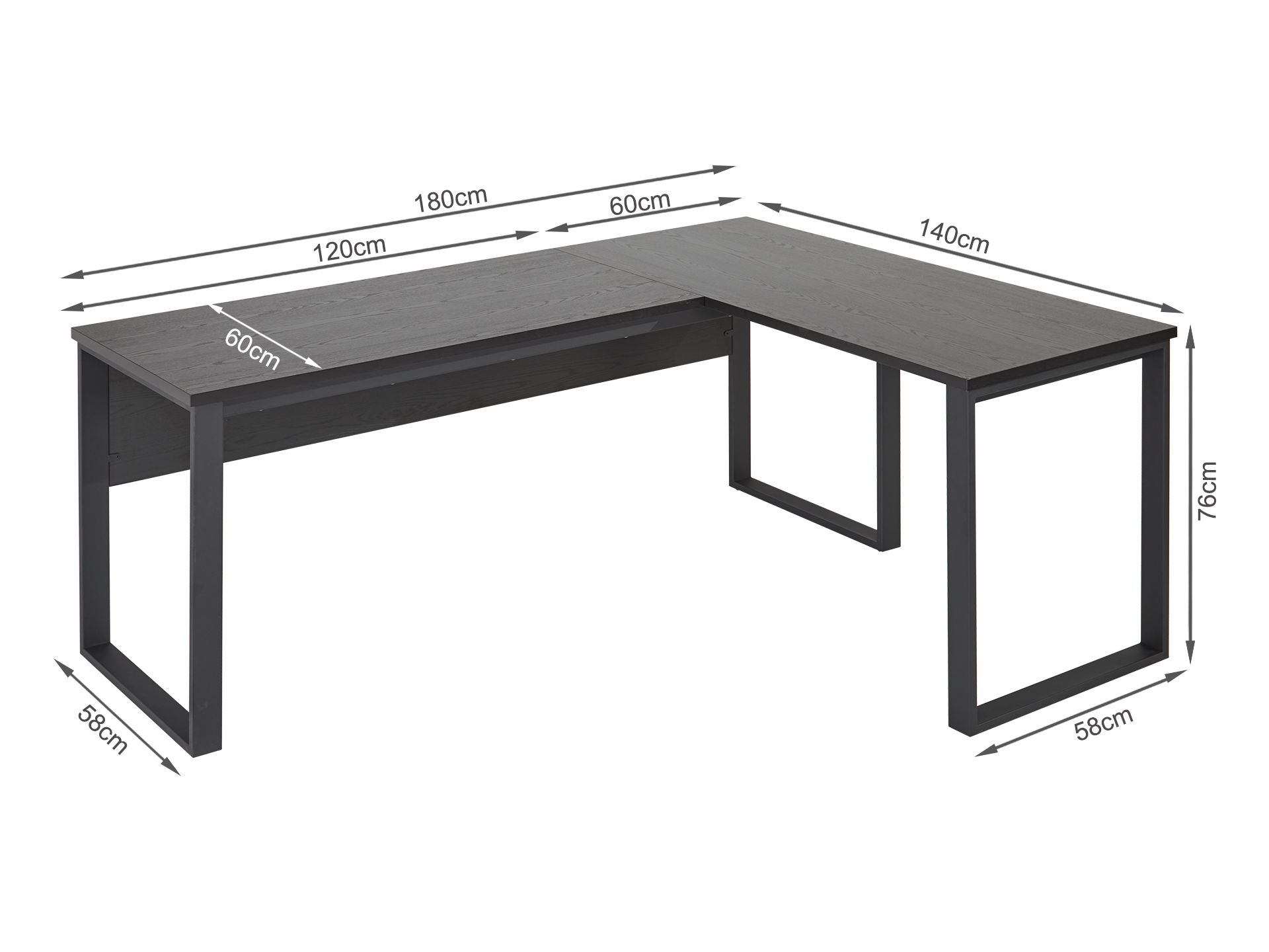 NAKIA Computer Corner Desk BLACK