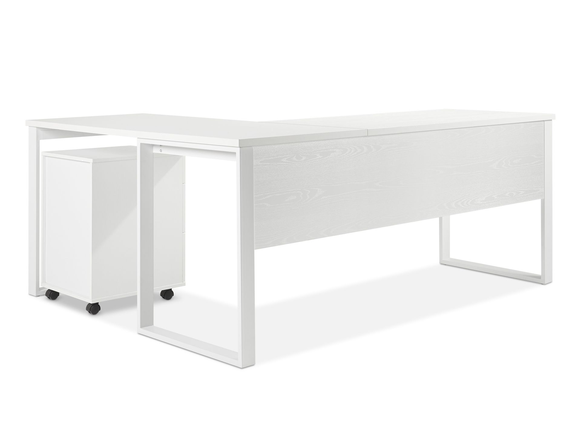 Nakia Computer Corner Desk with Filing Cabinet - White