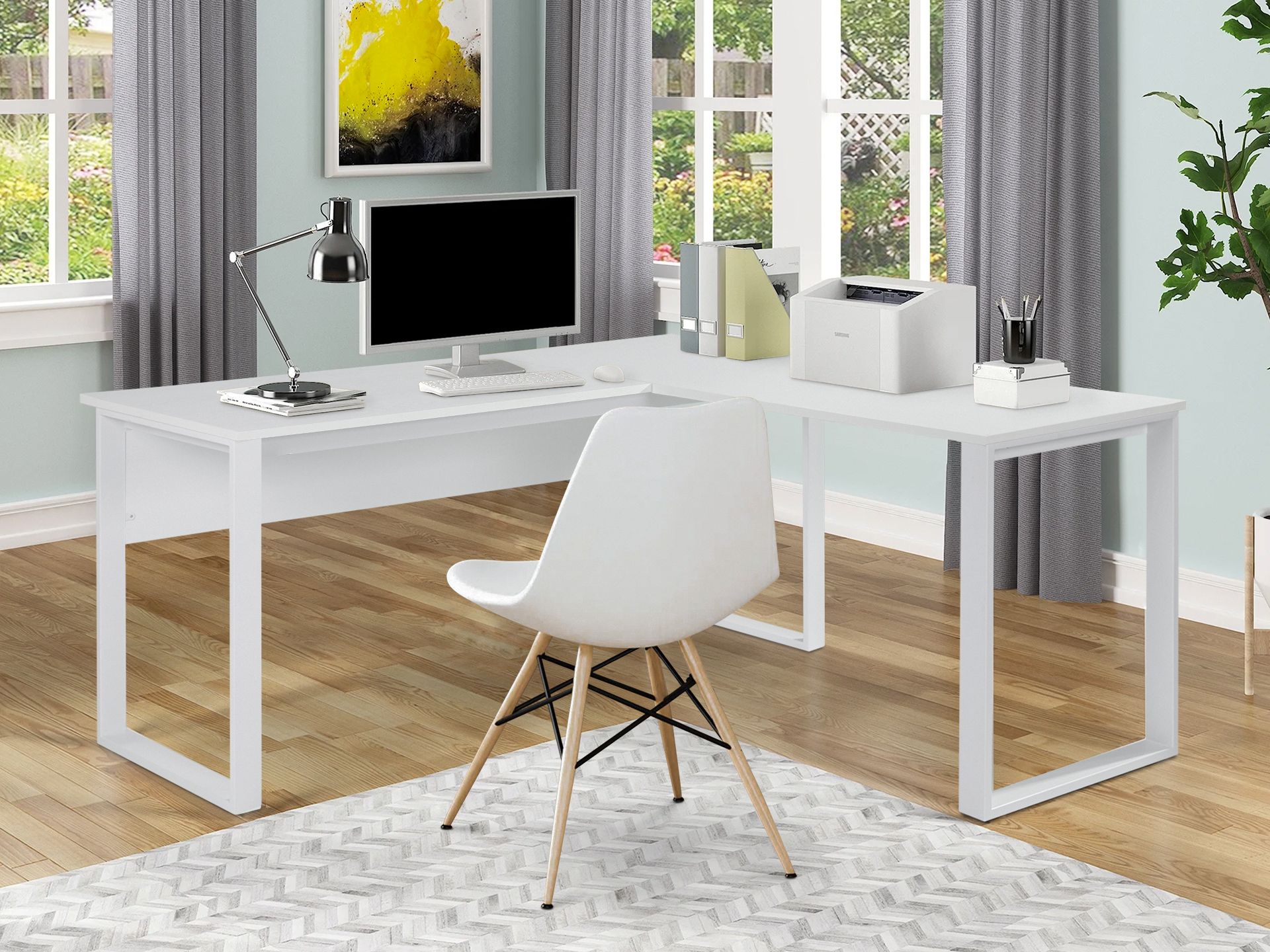 White corner store pc desk