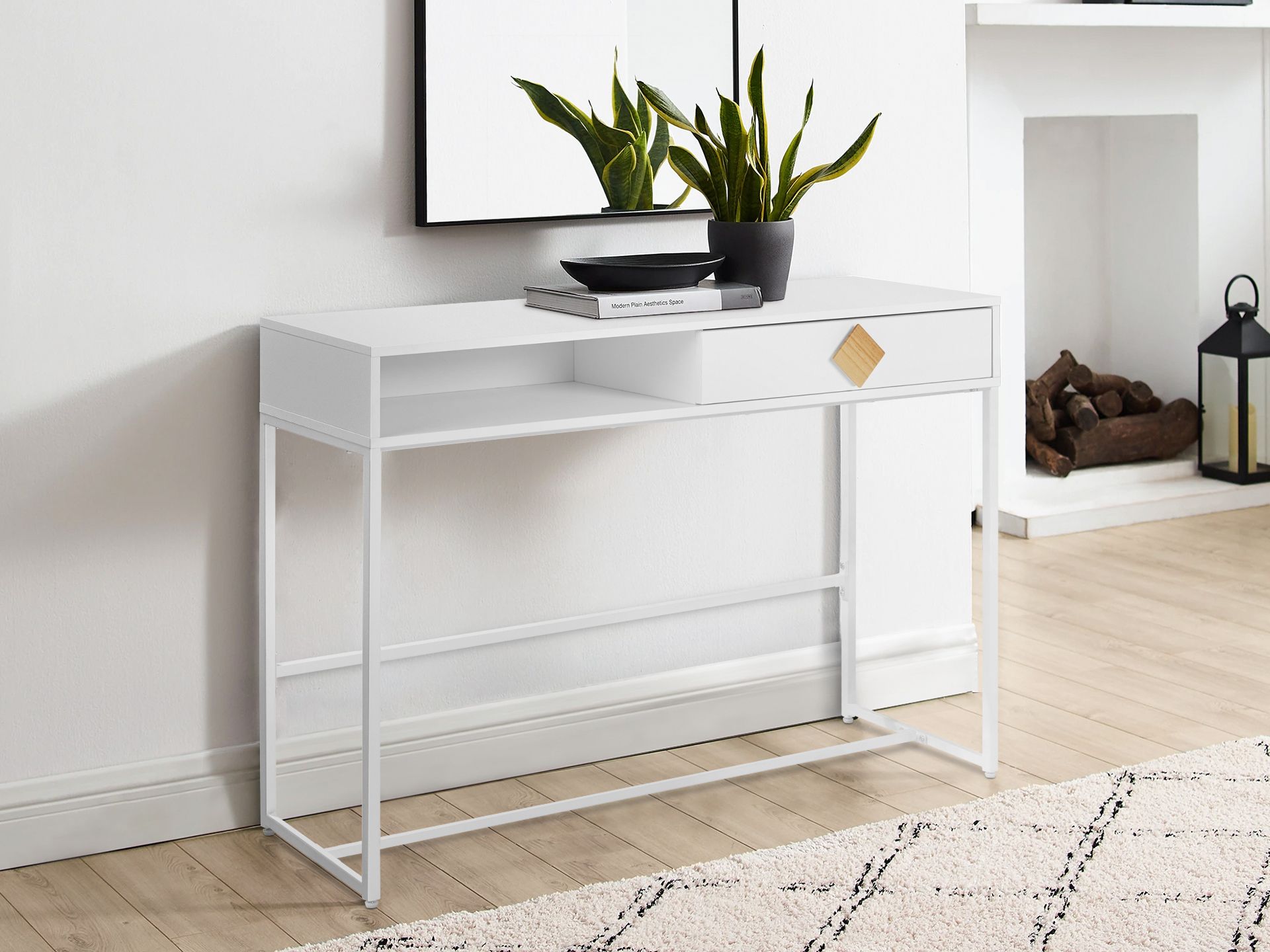 Plain white console shop table