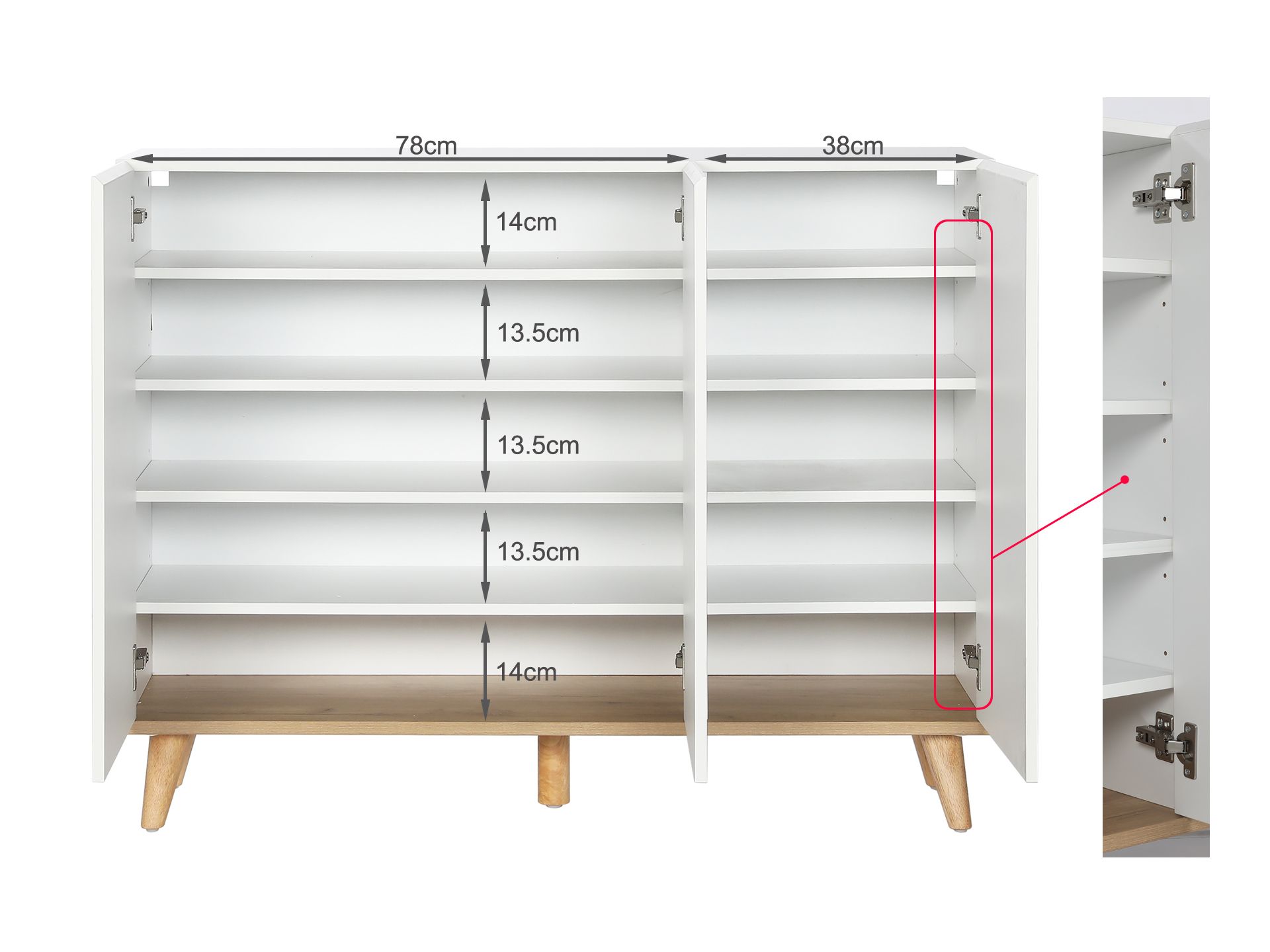 Hudson 3 Door Shoe Cabinet Storage Rack White
