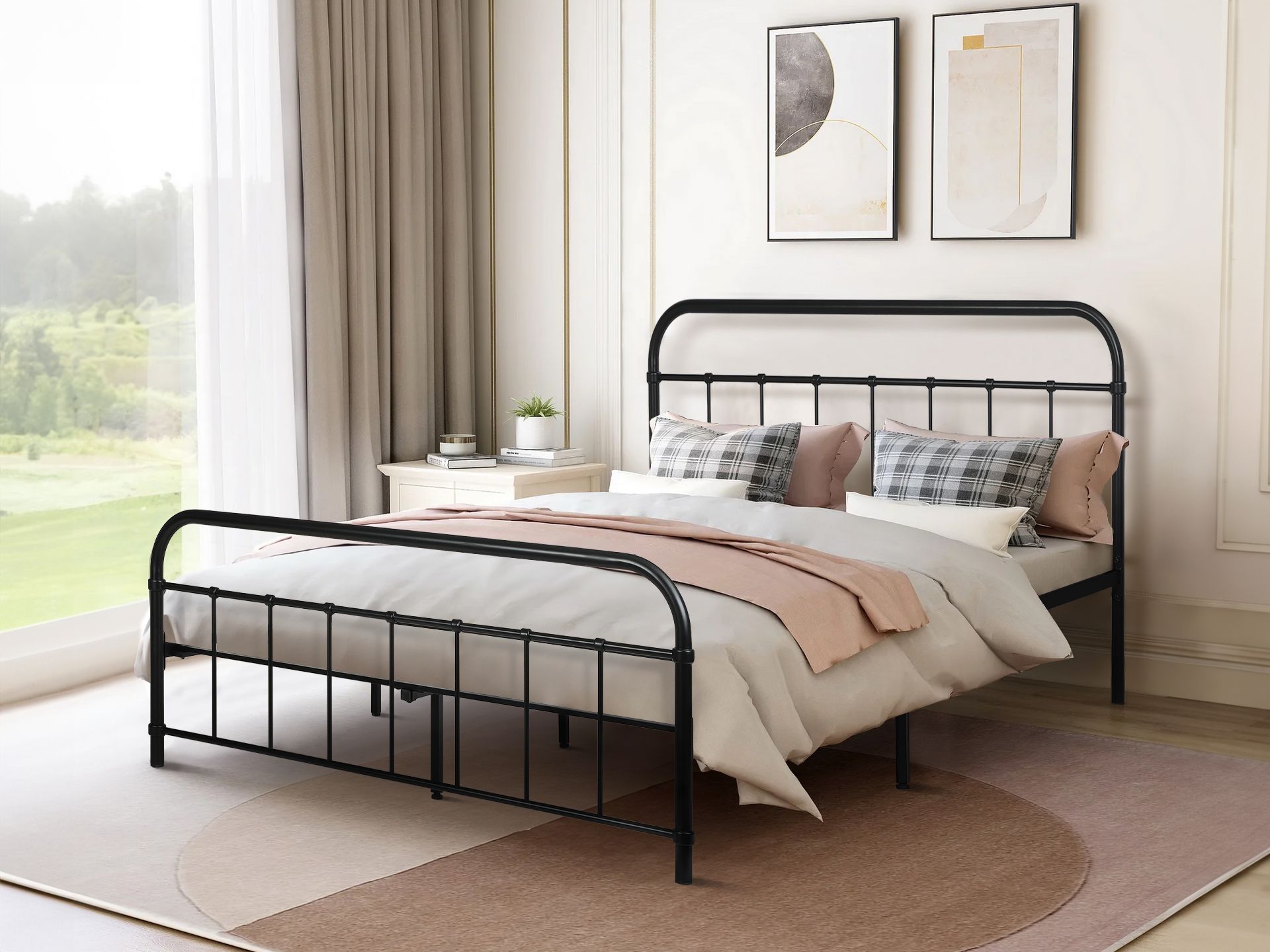 Metal queen bed hot sale platform