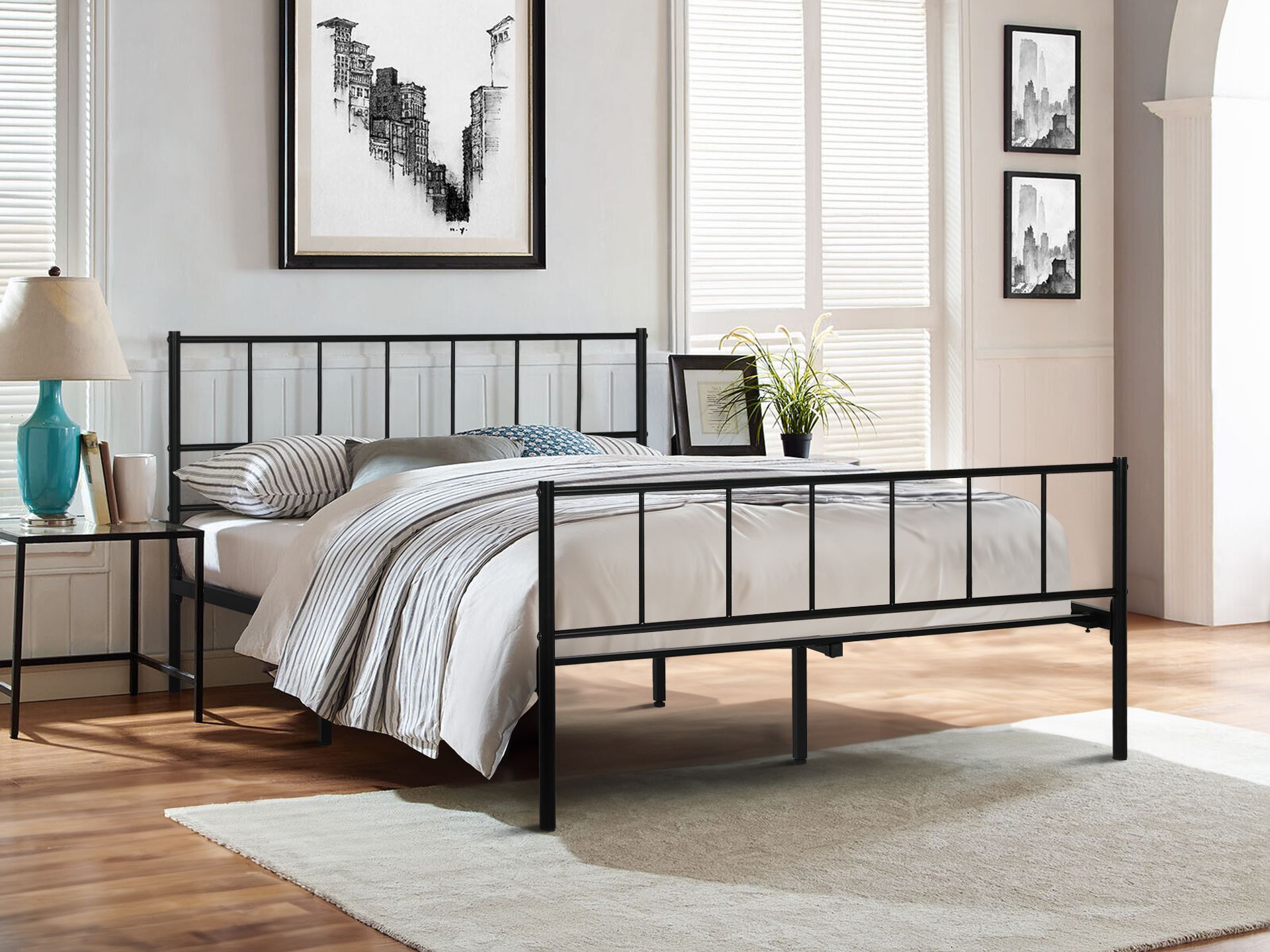 Black metal deals bed frame double