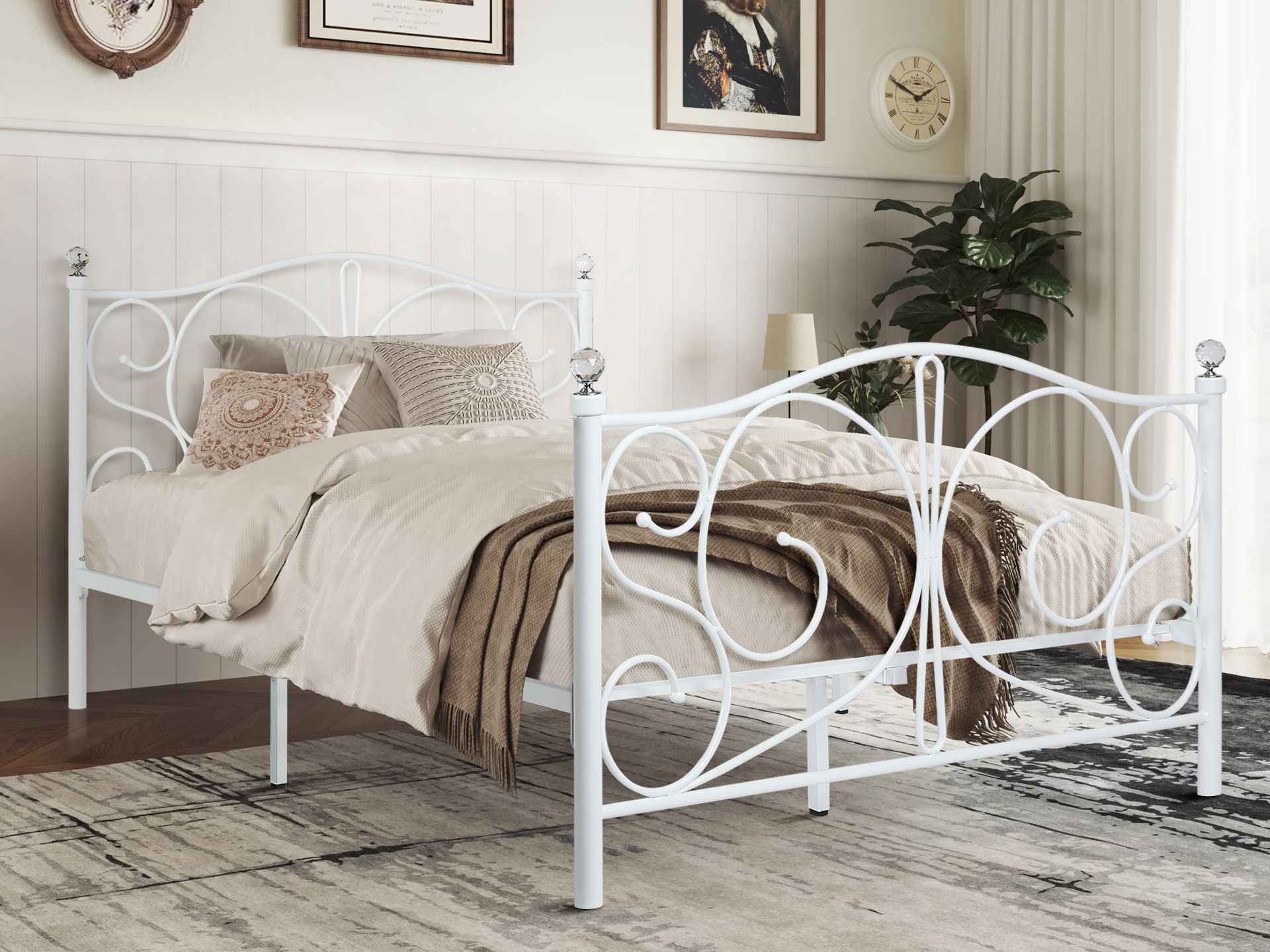 Manaia Double Metal Bed Frame - White