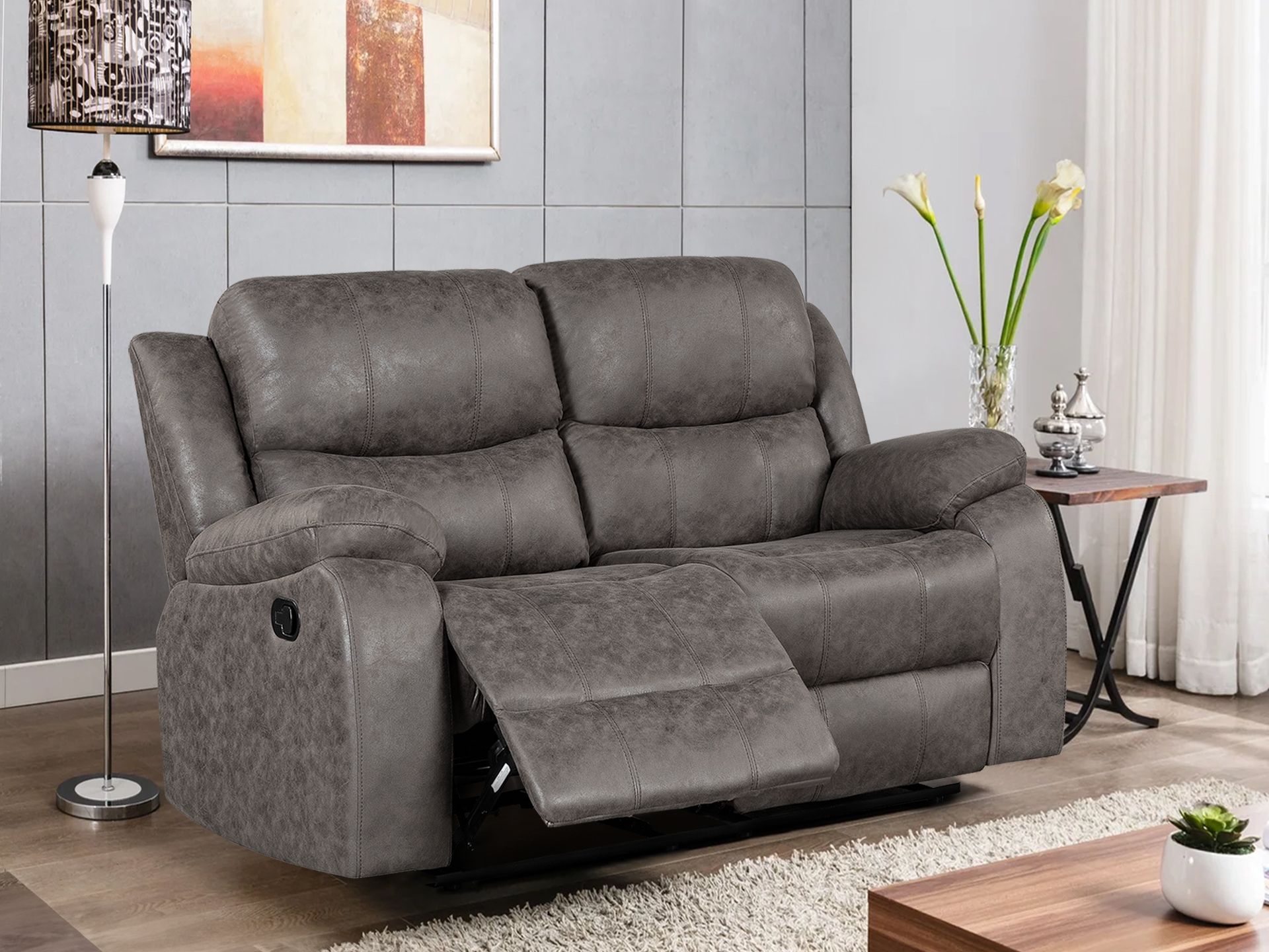 2 seater outlet recliner sofa brown