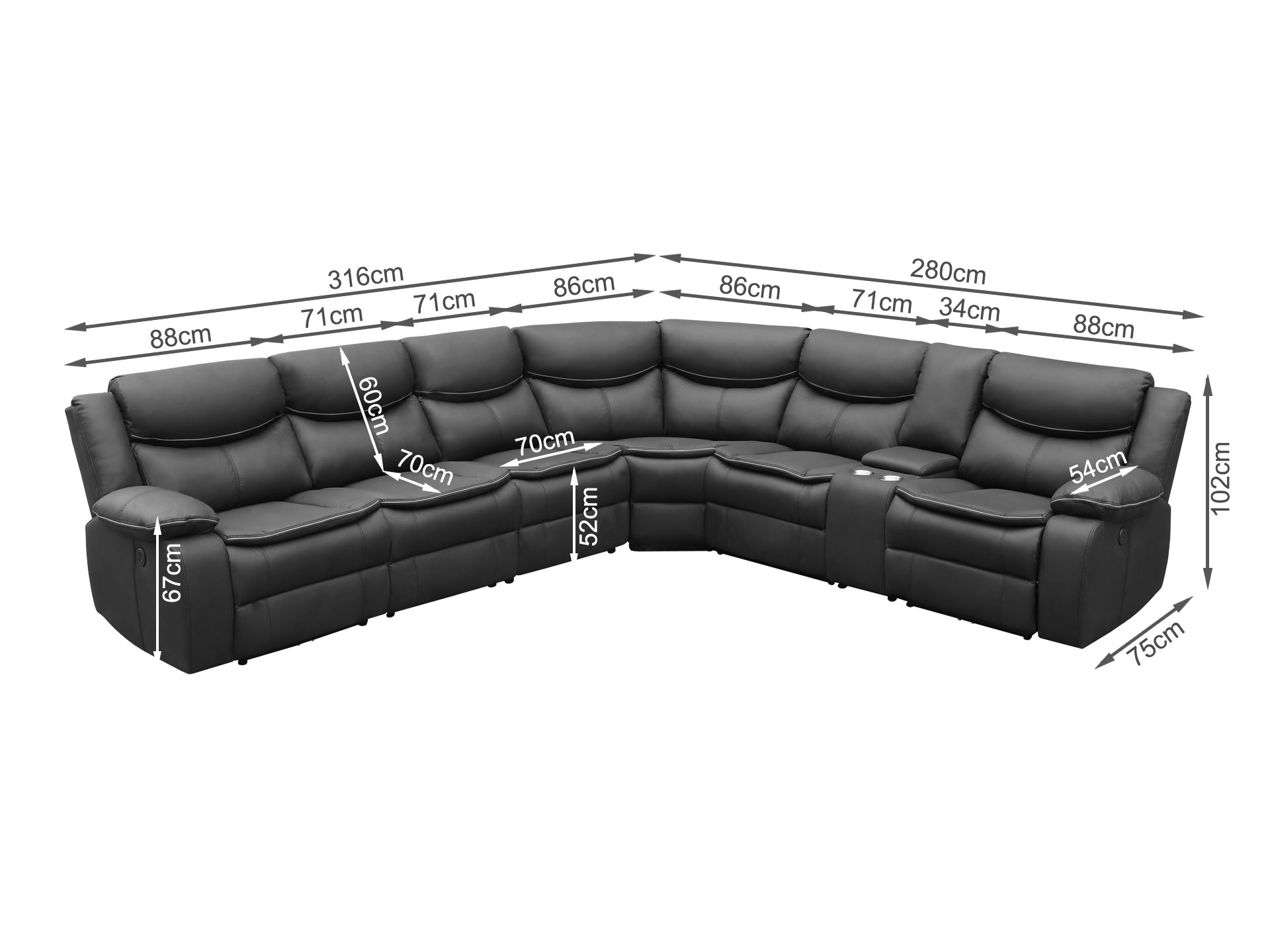 Black recliner shop lounge suite