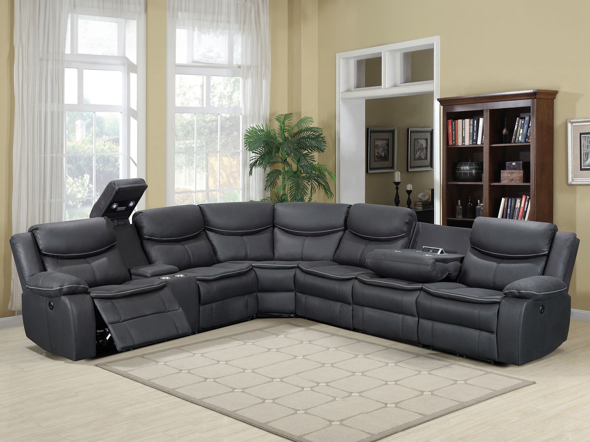 Mandan Electric Recliner Corner Sofa Black