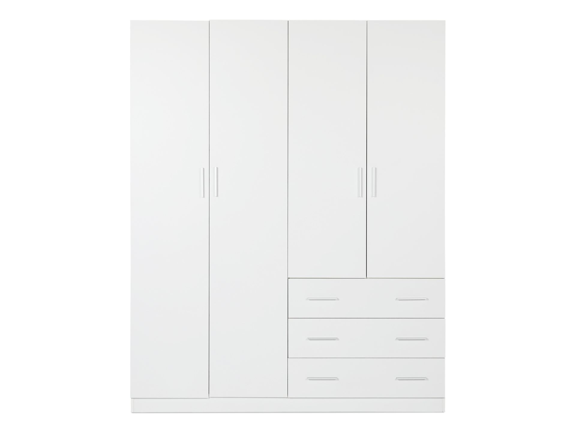 Tongass 4 Door Wardrobe with 3 Drawers - White