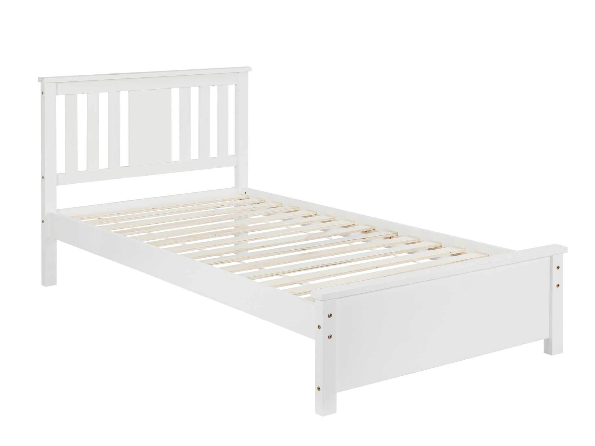 Castor Single Wooden Bed Frame - White